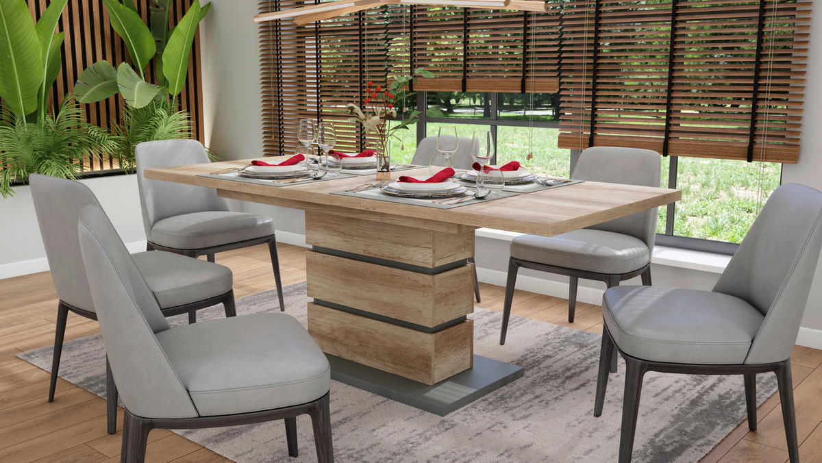 Tisch BEA Eiche Artisan Nachbildung anthrazit B/H/T: ca. 140x75x86 cm BEA - Eiche/anthrazit (140,00/75,00/86,00cm) - byLIVING