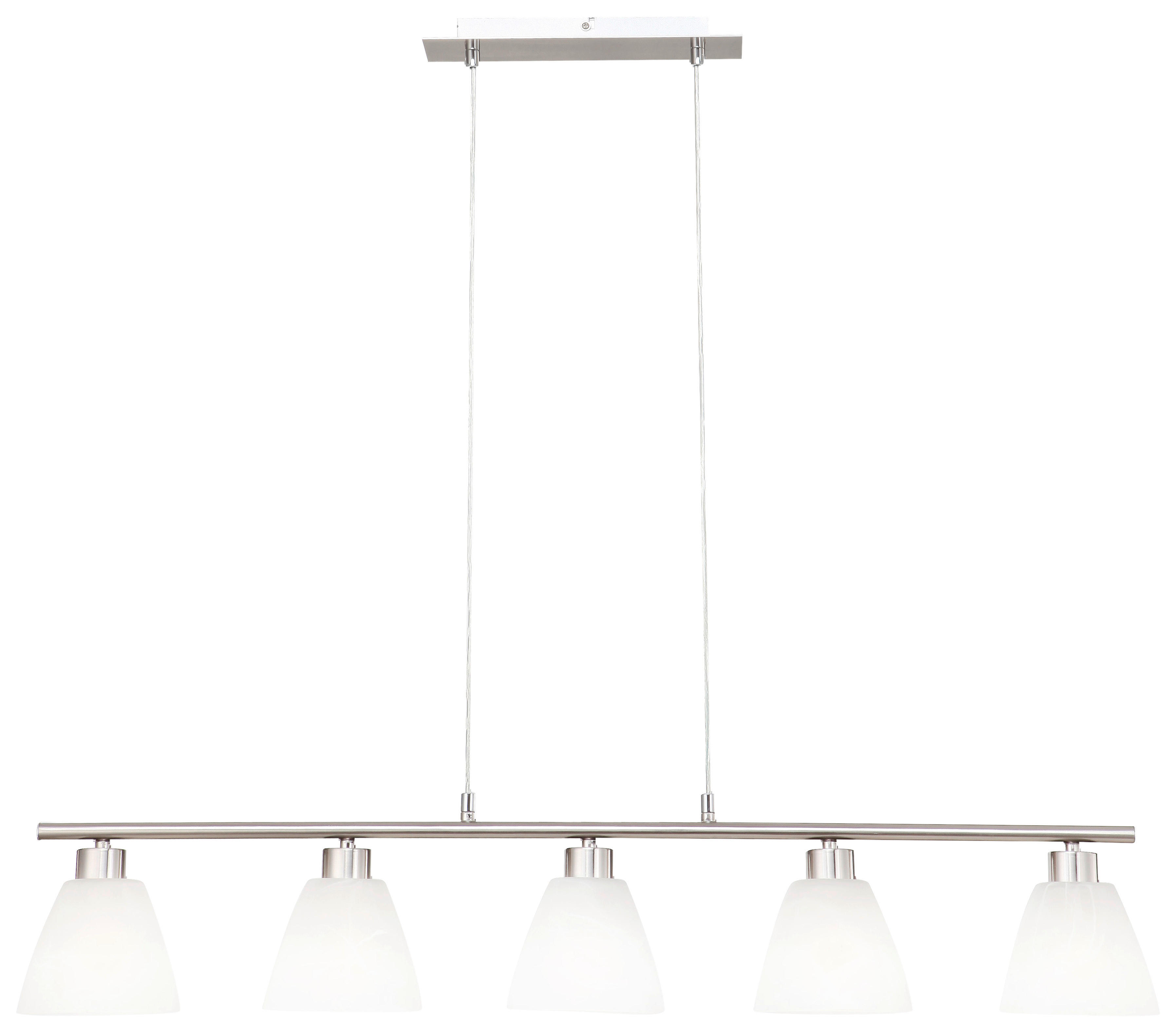 GLOBO Pendelleuchte 68615-5 weiß nickel matt Glas B/H: ca. 93x120 cm E14 5 Brennstellen Pendelleuchte_Illimani 5flg. - weiß/nickel matt (93,00/120,00cm) - GLOBO