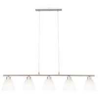 GLOBO Pendelleuchte 68615-5 weiß nickel matt Glas B/H: ca. 93x120 cm E14 5 Brennstellen Pendelleuchte_Illimani 5flg. - weiß/nickel matt (93,00/120,00cm) - GLOBO
