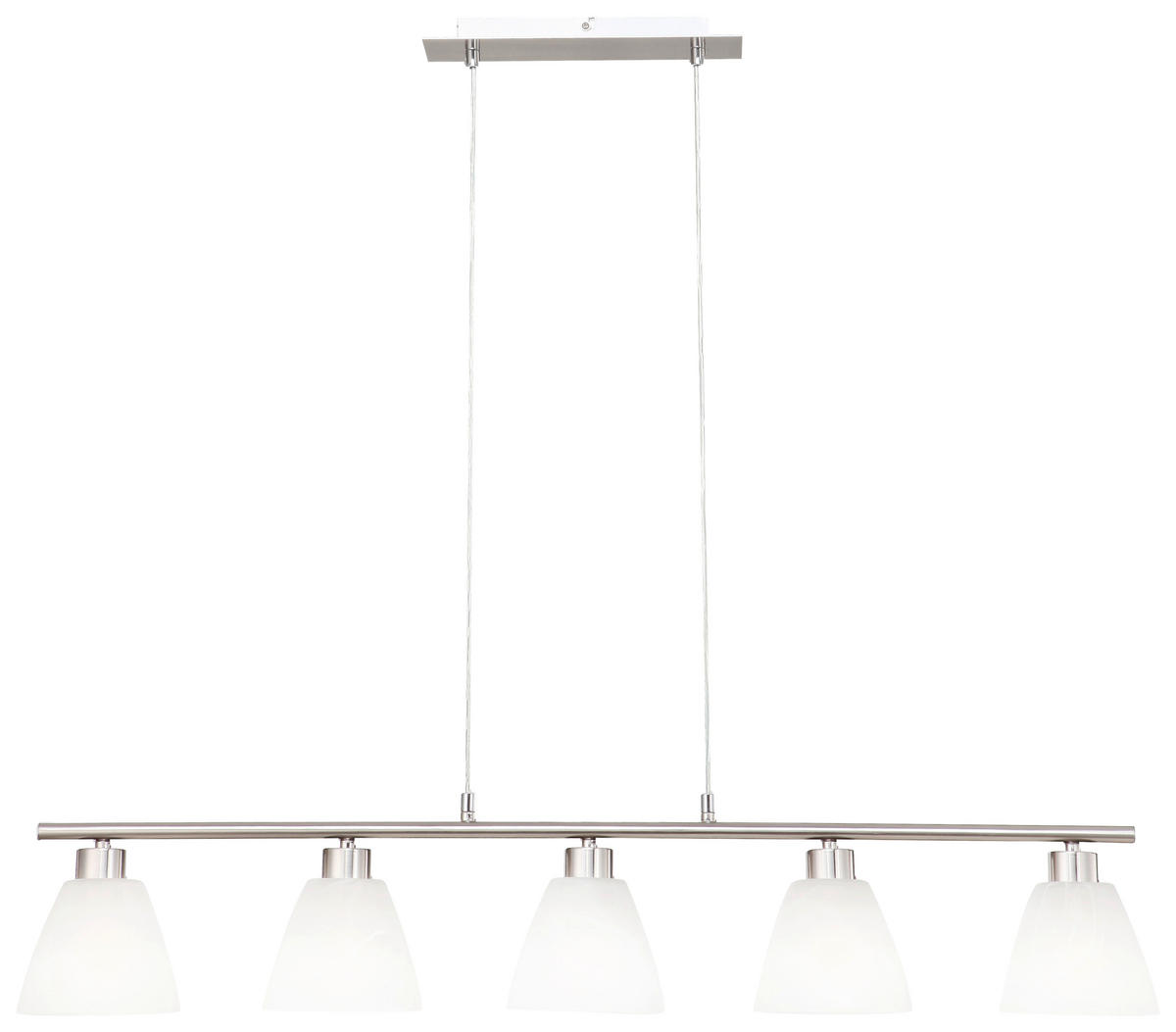 GLOBO Pendelleuchte 68615-5 weiß nickel matt Glas B/H: ca. 93x120 cm E14 5 Brennstellen Pendelleuchte_Illimani 5flg. - weiß/nickel matt (93,00/120,00cm) - GLOBO