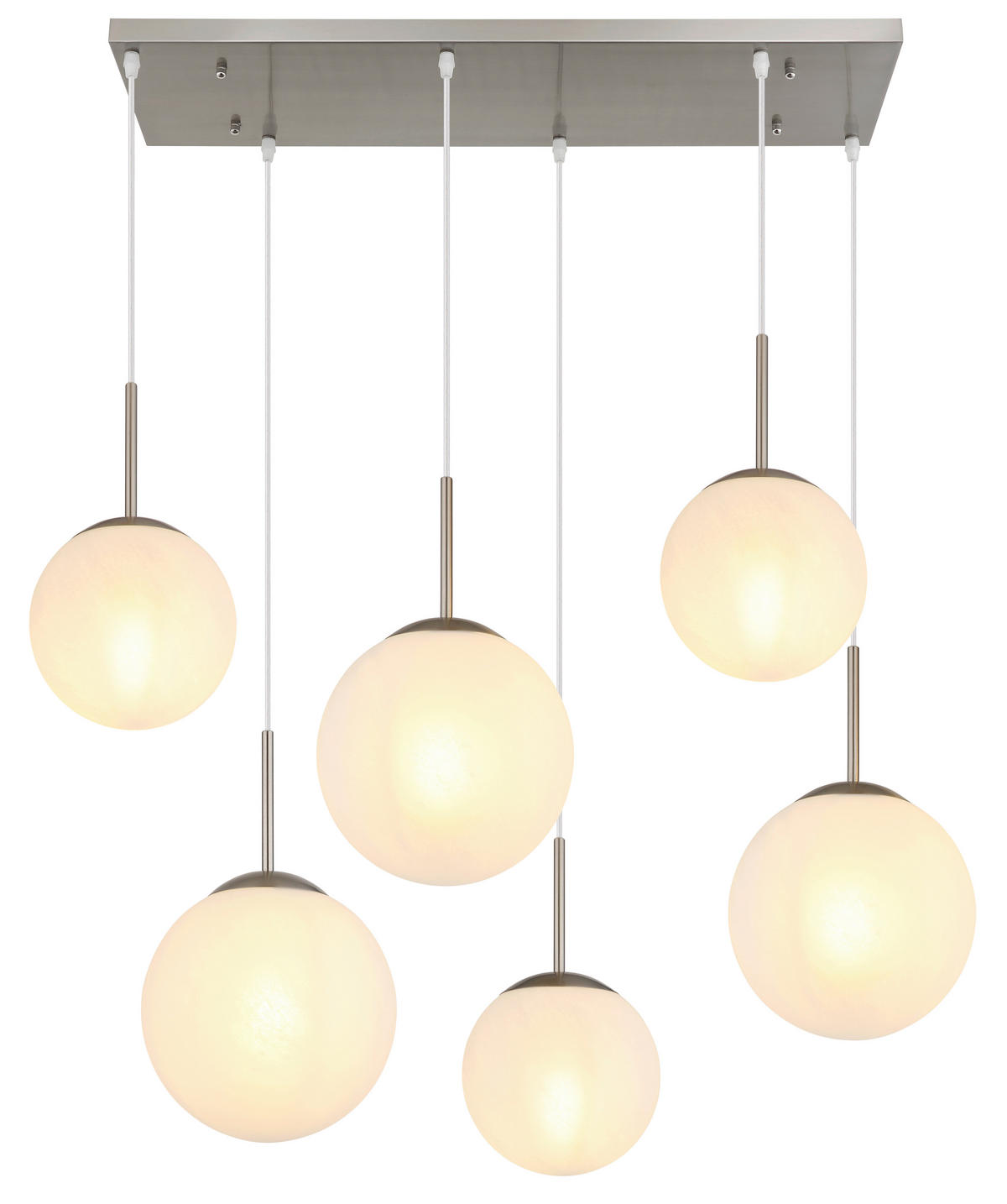 GLOBO Pendelleuchte KOP 30520601 klar Opal nickel Metall Glas B/H/L: ca. 93,5x120x43 cm E27 6 Brennstellen KOP - klar/nickel (43,00/93,50/120,00cm) - GLOBO