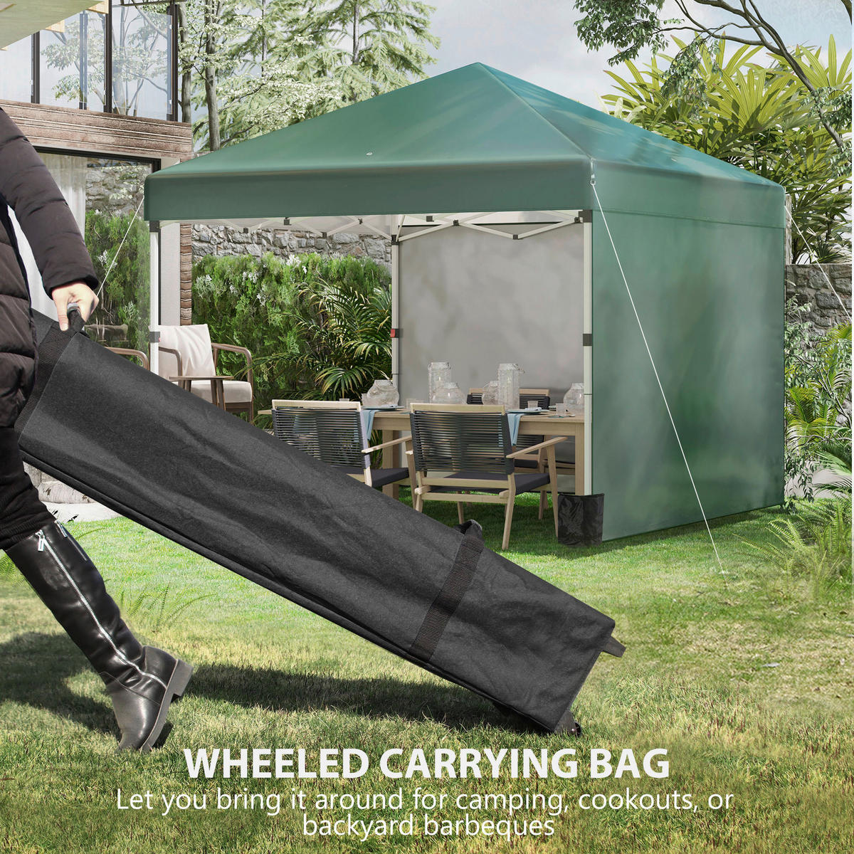 Outsunny Pavillon grün Polyester B/H/L: ca. 297x288x297 cm Pavillon - grün (297,00/297,00/288,00cm) - Outsunny