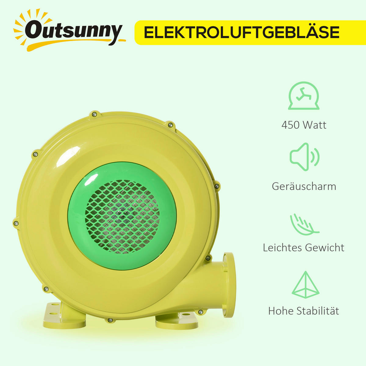 Outsunny Luftpumpe leichter Transport gelb Kunststoff B/H/L: ca. 26x34x35 cm Luftpumpe 342-029V90 - gelb/grün (35,00/26,00/34,00cm) - Outsunny