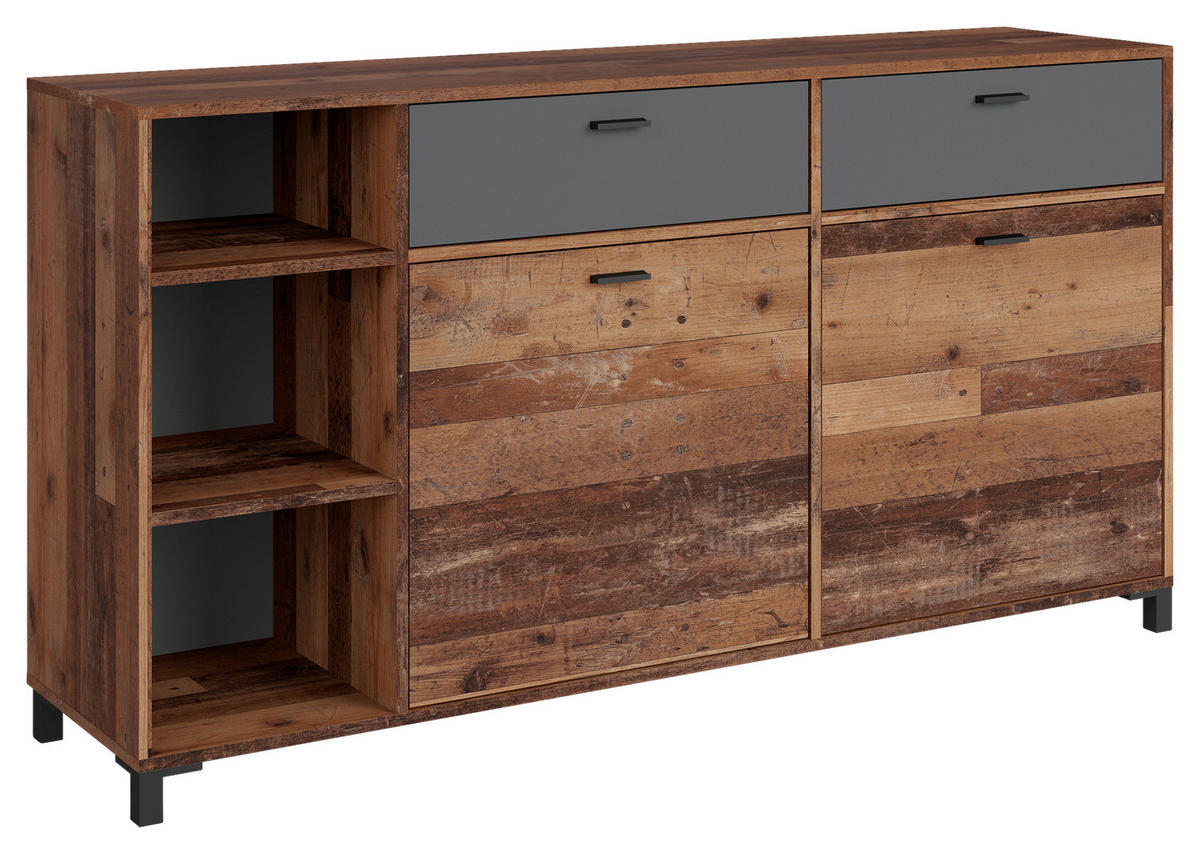 Sideboard JACKSON Eiche Old Wood Nachbildung anthrazit B: ca. 160 cm JACKSON - Eiche/anthrazit (160,00cm) - byLIVING