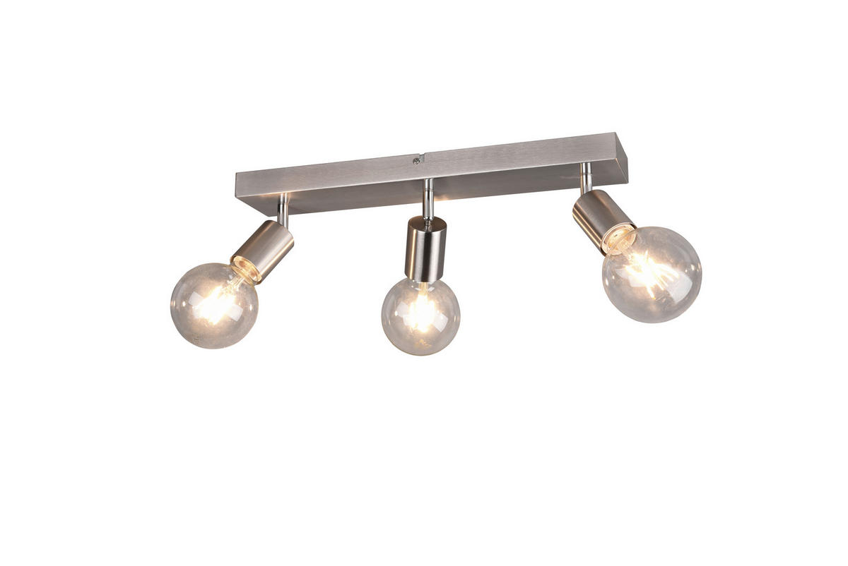 Reality Spotbalken R80183007 Vannes nickel matt Metall B/H/T: ca. 44x12x9 cm E27 3 Brennstellen Vannes - nickel matt (44,00/12,00/9,00cm) - Reality