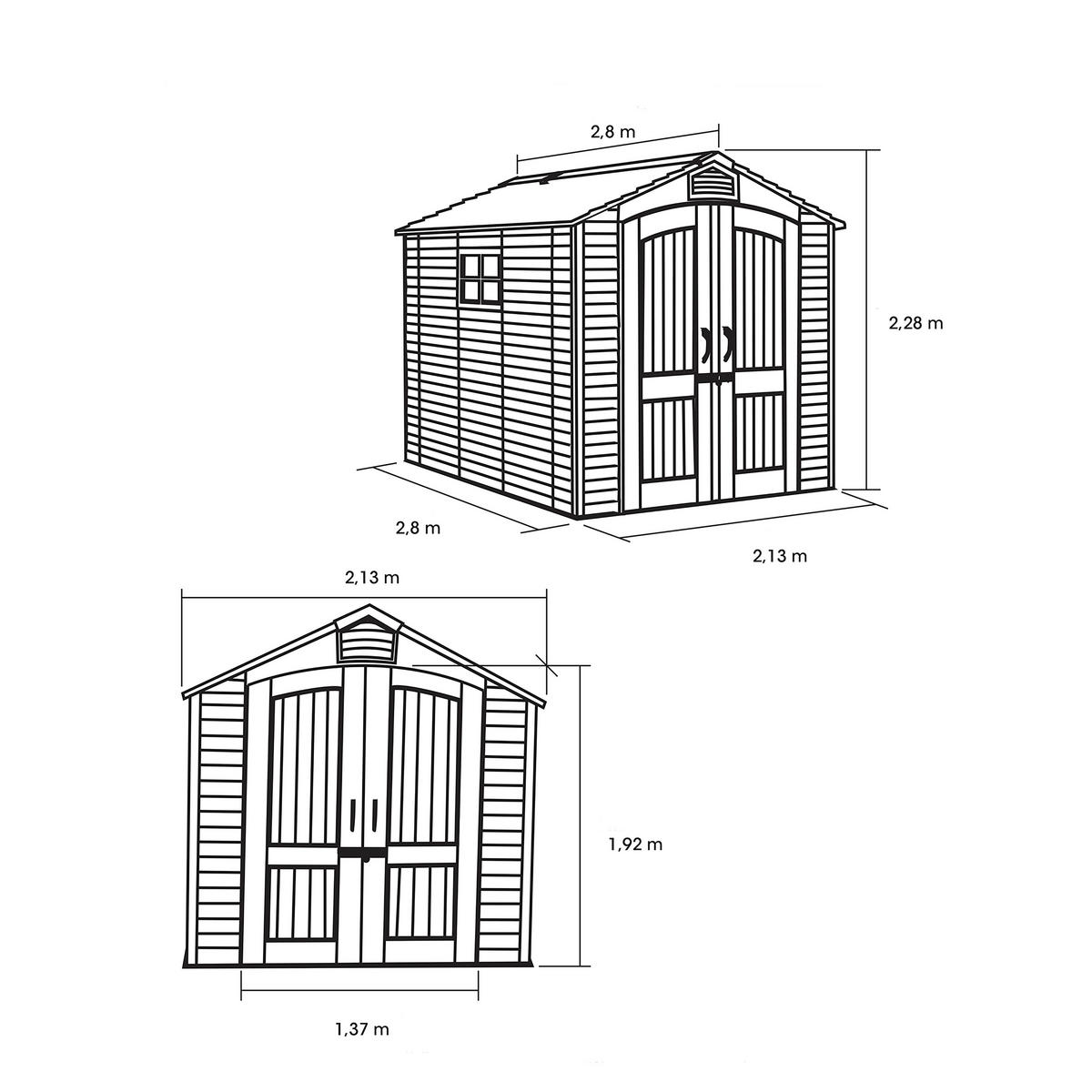 Lifetime Gartenhaus Luna grau B/H/L: ca. 213x228x280 cm Luna - grau (280,00/213,00/228,00cm) - Lifetime