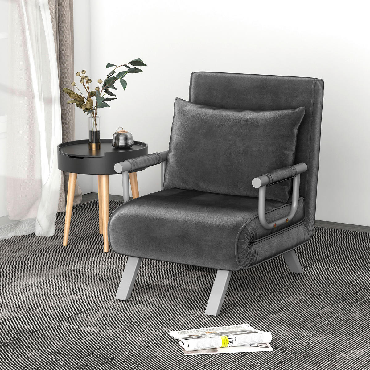 Schlafsofa 833-040 hellgrau Kunstleder B/H/T: ca. 65x80x69 cm 833-040 - hellgrau (65,00/80,00/69,00cm) - HOMCOM