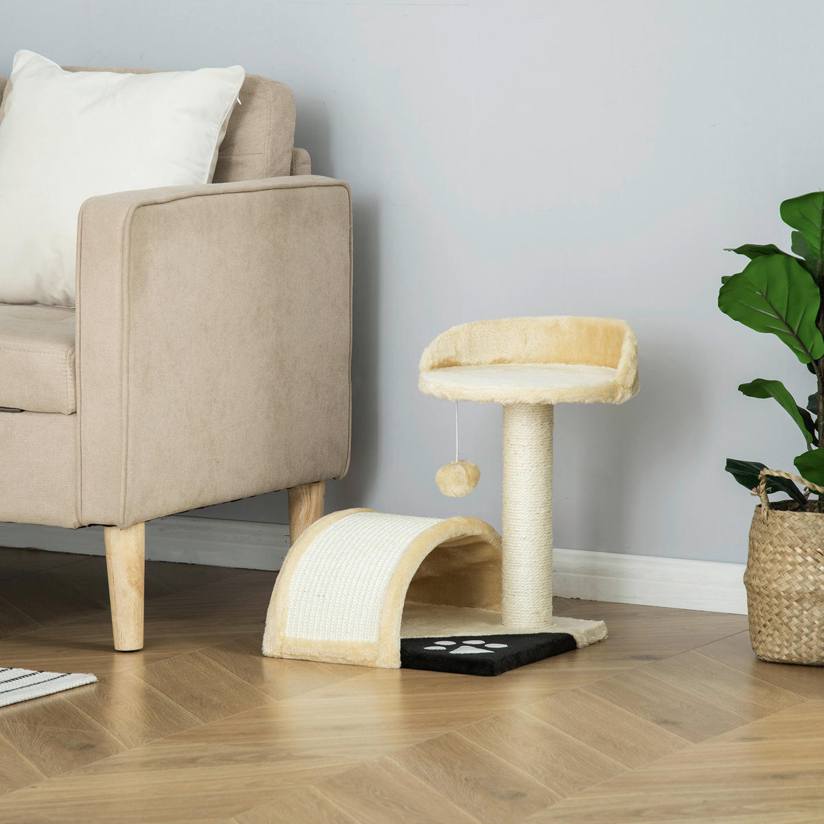PawHut Kratzbaum beige Edelstahl B/H/L: ca. 37x35,5x46 cm Kratzbaum - beige (46,00/37,00/35,50cm) - PawHut