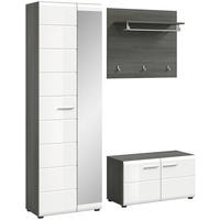 Garderobe SALSA Eiche Rauchsilber Nachbildung weiß Hochglanz B/H/T: ca. 155x192x37 cm SALSA - Eiche/weiß (155,00/192,00/37,00cm) - xonox.home