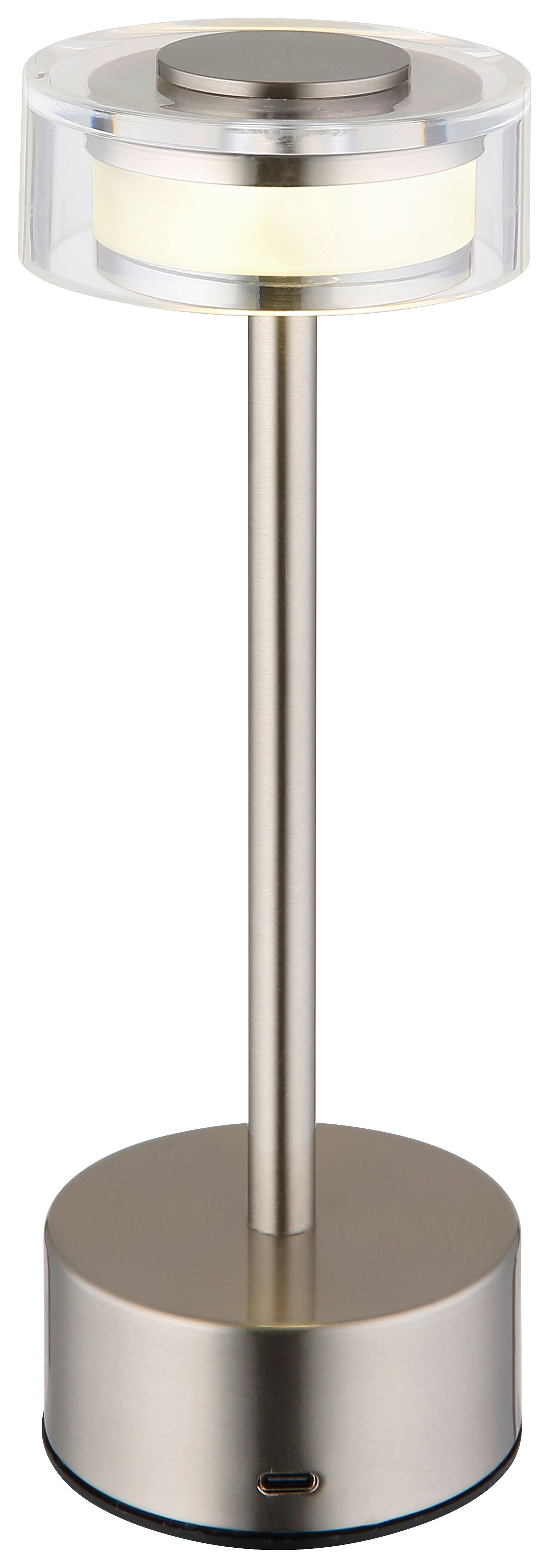 GLOBO LED-Tischleuchte SHIRA 21026N Rauch nickel klar Kunststoff Metall H/D: ca. 23,5x8 cm 1 Brennstellen SHIRA - klar/nickel (8,00/23,50cm) - GLOBO
