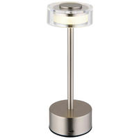 GLOBO LED-Tischleuchte SHIRA 21026N Rauch nickel klar Kunststoff Metall H/D: ca. 23,5x8 cm 1 Brennstellen SHIRA - klar/nickel (8,00/23,50cm) - GLOBO
