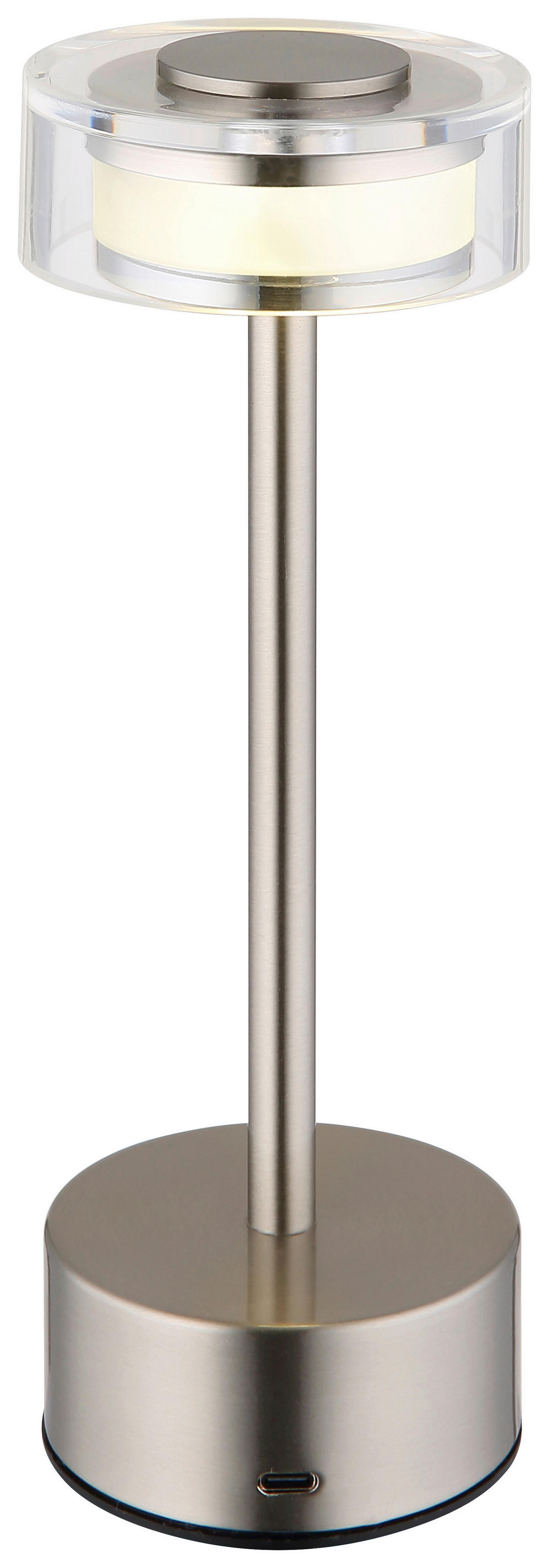 GLOBO LED-Tischleuchte SHIRA 21026N Rauch nickel klar Kunststoff Metall H/D: ca. 23,5x8 cm 1 Brennstellen SHIRA - klar/nickel (8,00/23,50cm) - GLOBO