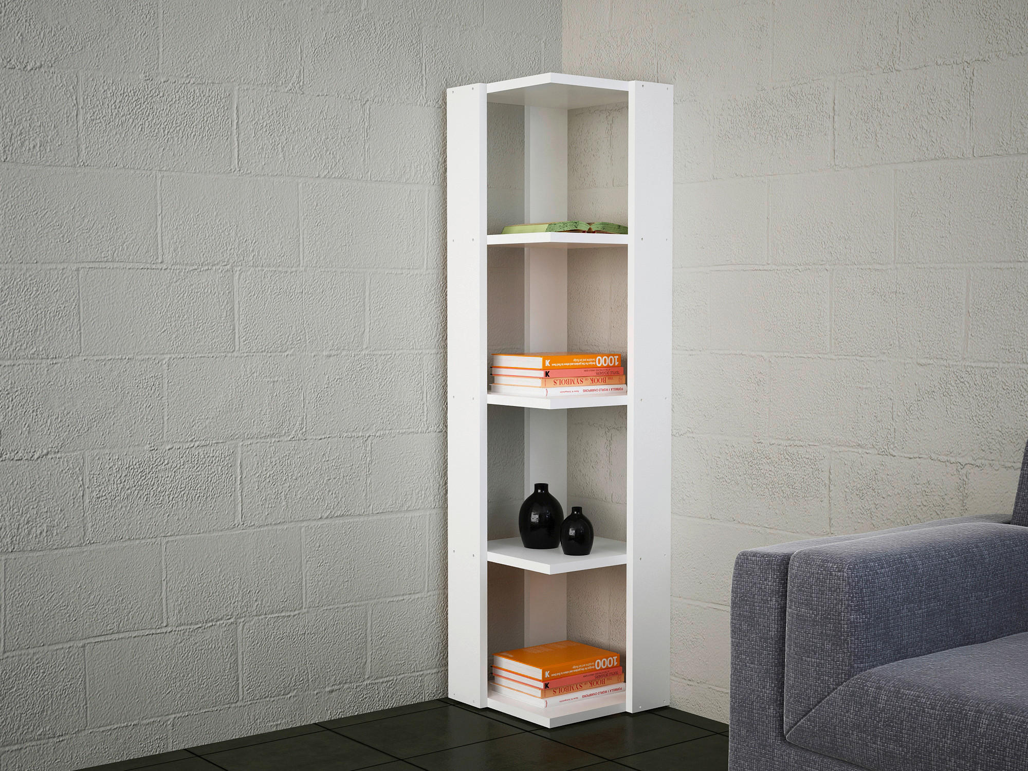 Eckregal Venita weiß B/H/T: ca. 31,3x120x31,3 cm Venita - weiß (31,30/120,00/31,30cm) - moebel17