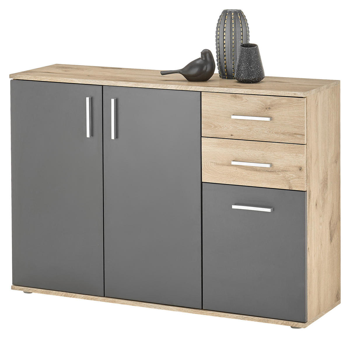 Kommode BC 1040 Eiche Viking Nachbildung dunkelgrau B/H/T: ca. 120x84x35 cm BC 1040 - dunkelgrau (120,00/84,00/35,00cm)