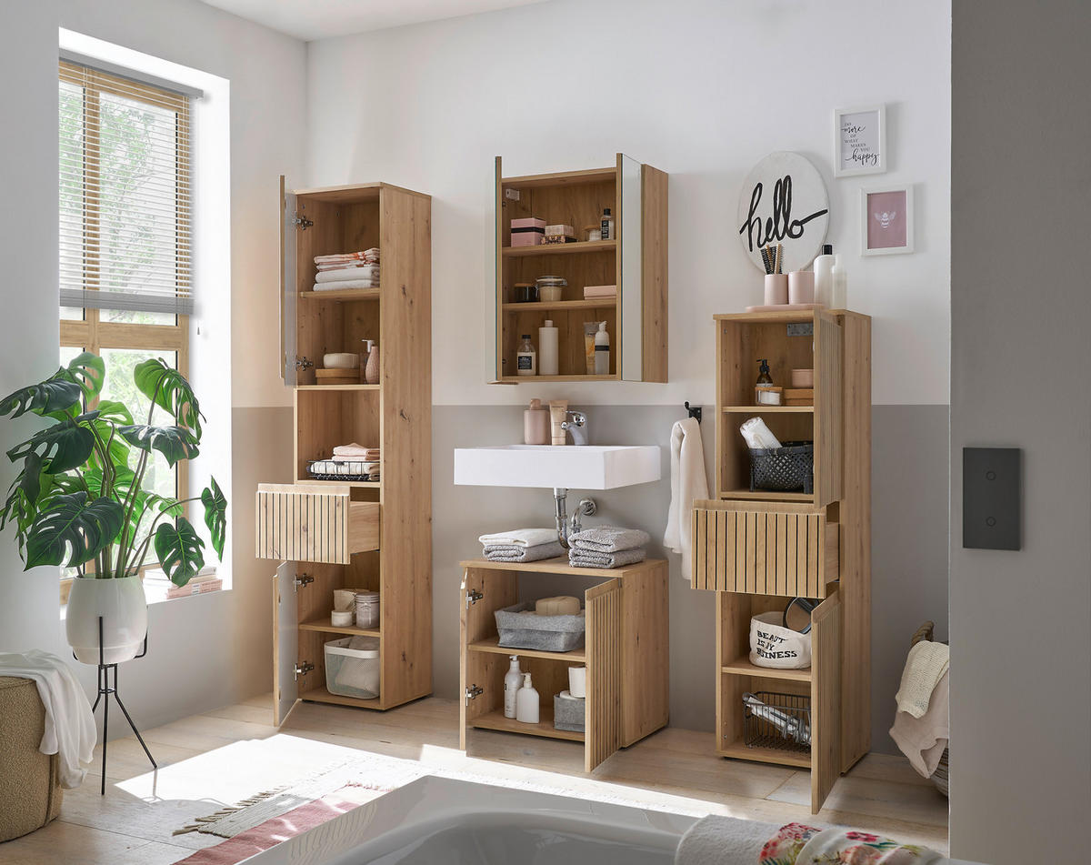 Waschbeckenunterschrank Austin Artisan Oak Nachbildung B/H/T: ca. 60x57x36 cm Austin - (60,00/57,00/36,00cm)