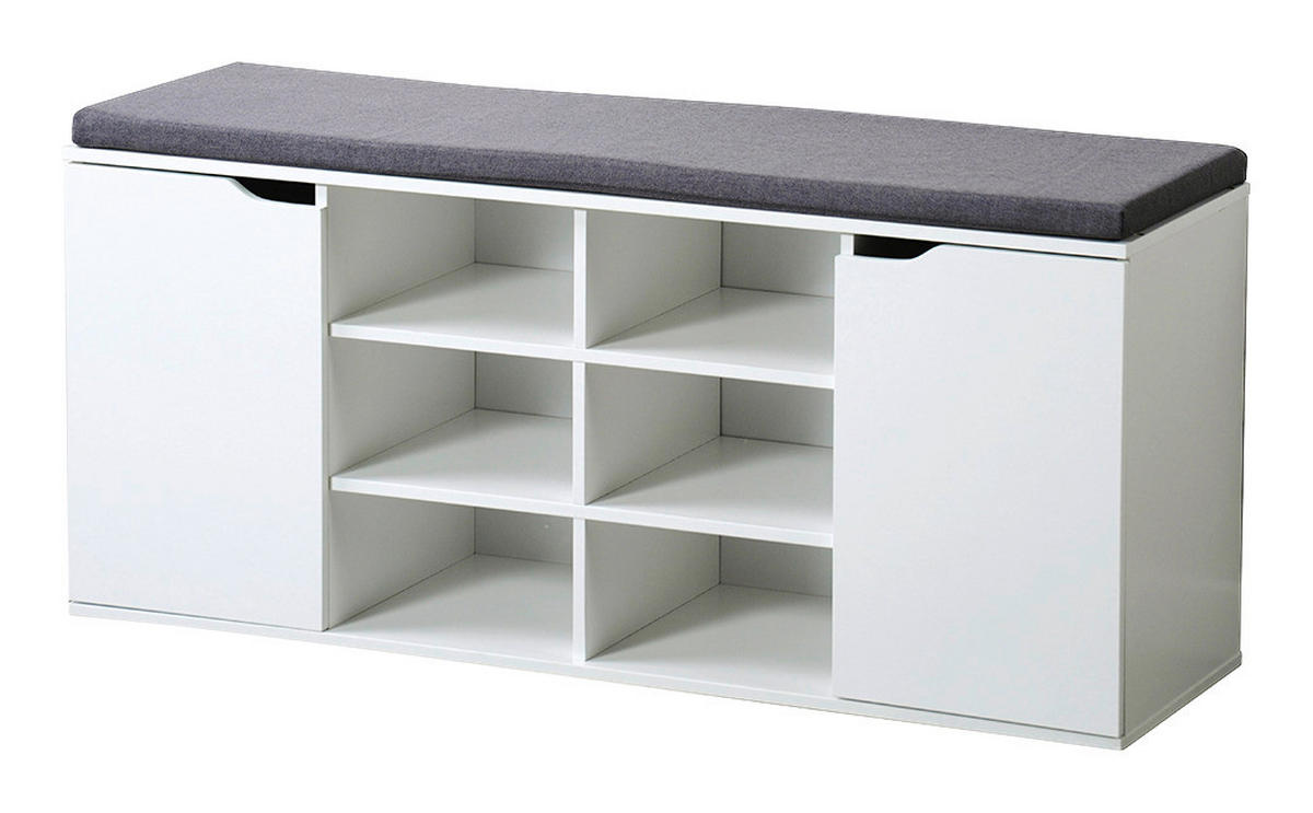 Kesper Schuhschrank mit Sitzkissen weiß Spanplatte B/H/T: ca. 103x48x30,5 cm Schuhschrank_mit_Sitzkissen - weiß/grau (103,00/48,00/30,50cm) - Kesper