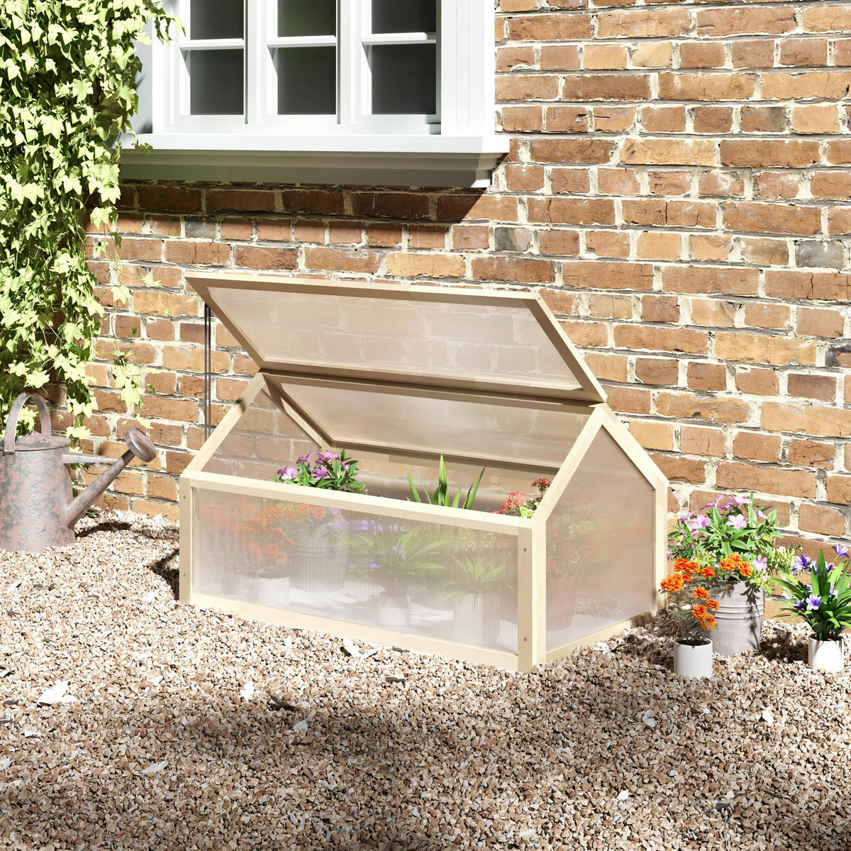 Outsunny Gewächshaus B/H/L: ca. 52x49,5x90 cm Gewächshaus - natur (90,00/52,00/49,50cm) - Outsunny