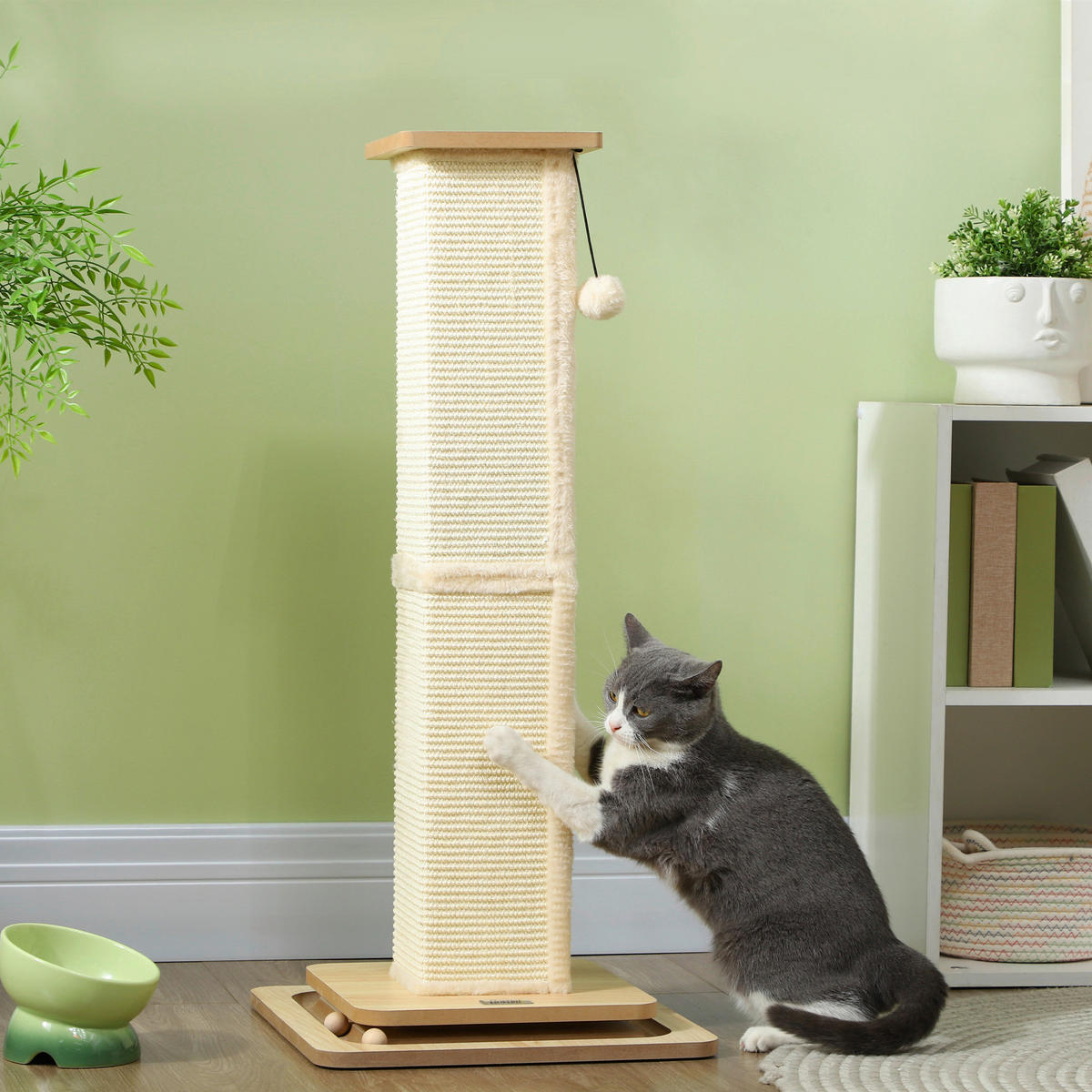 PawHut Kratzstamm Eiche Sisal B/H/L: ca. 39,5x87x39,5 cm Kratzstamm - Eiche (39,50/39,50/87,00cm) - PawHut