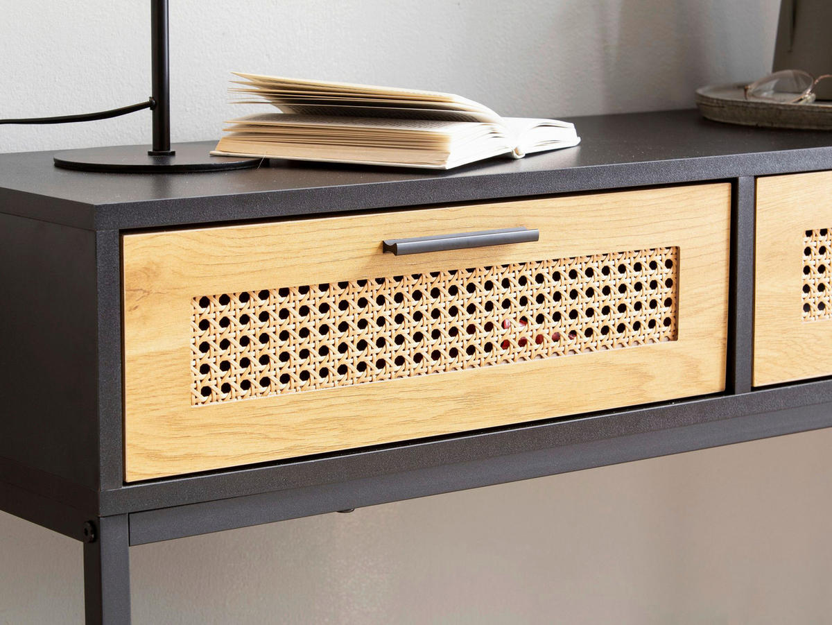 Konsolentisch schwarz Eiche Optik Spanplatte B/H/T: ca. 100x75x30 cm Konsolentisch - schwarz (100,00/75,00/30,00cm) - Wohnling