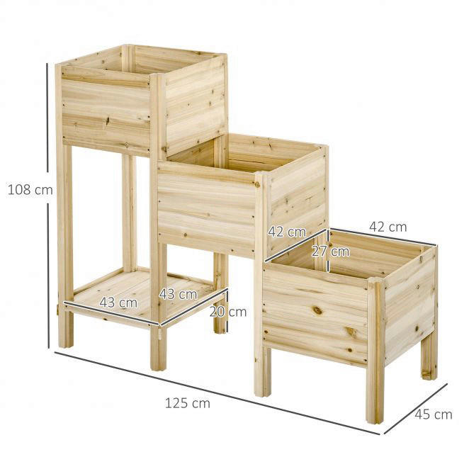 Outsunny Hochbeet Kiefer B/H/T: ca. 125x108x45 cm Hochbeet 845-653 - (125,00/108,00/45,00cm) - Outsunny