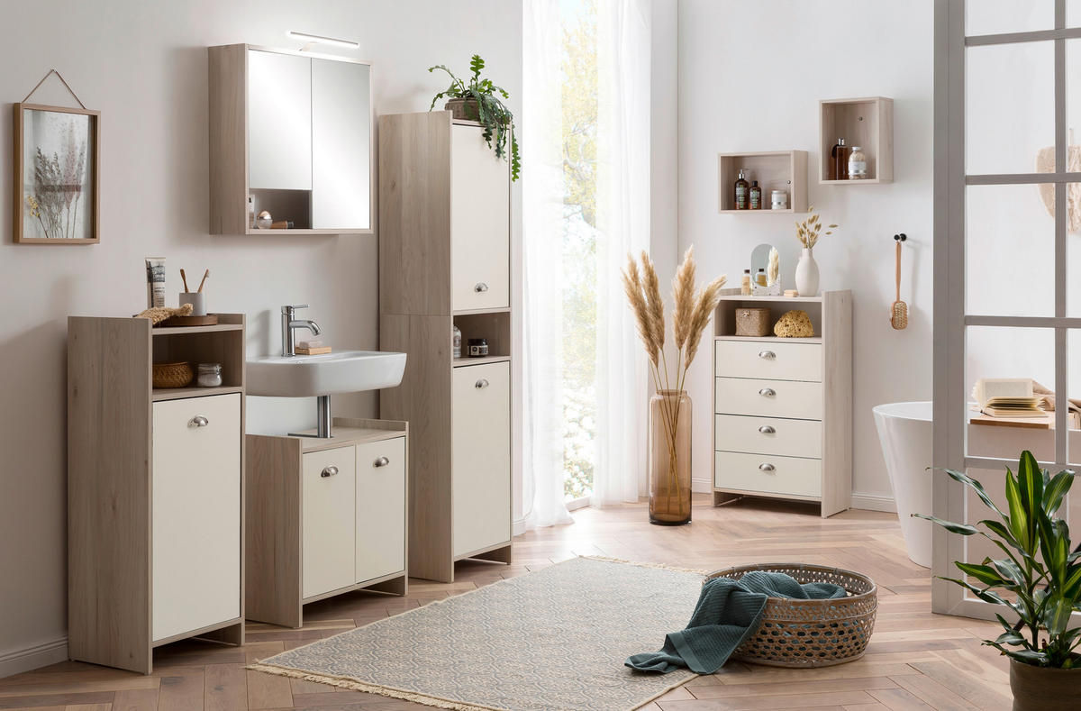 Hochschrank Lindholm Eiche Sandeiche Nachbildung creme B/H/T: ca. 40,2x176,3x33 cm Lindholm - Eiche/creme (40,20/176,30/33,00cm) - Möbelpartner