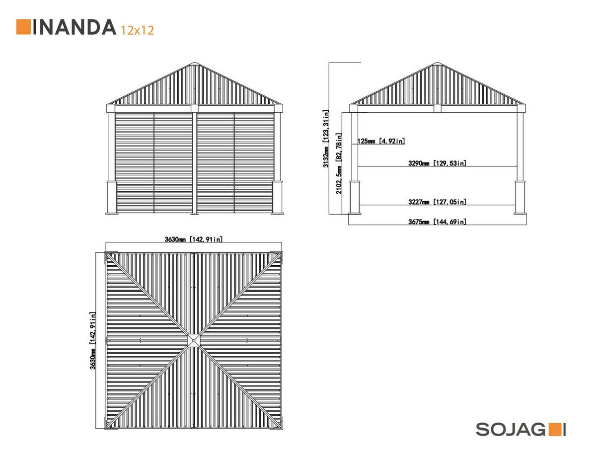 Sojag Pavillon Nanda champagner Aluminium B/H/L: ca. 363x313x363 cm Nanda - champagner/taupe (363,00/363,00/313,00cm) - Sojag