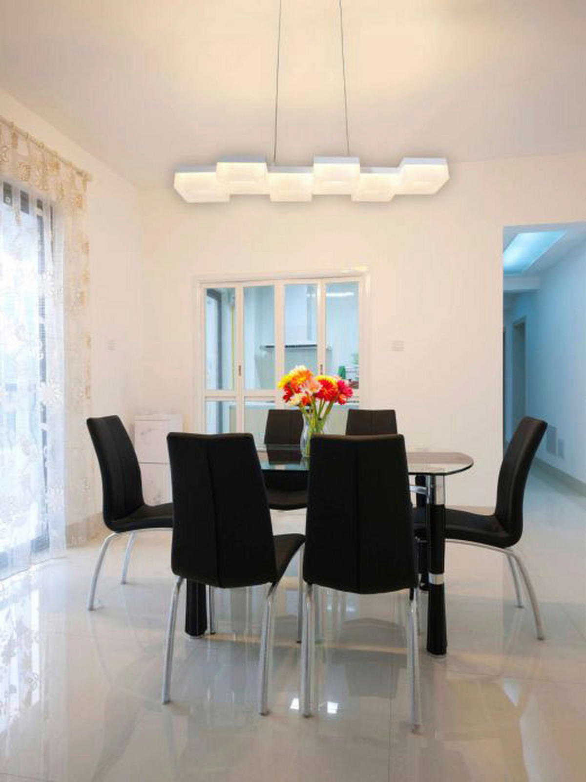 Näve Leuchten LED Pendelleuchte NV6086023 weiß Metall Acryl B/H/L: ca. 20x120x75 cm null 6 Brennstellen Moggi - weiß (75,00/20,00/120,00cm) - Näve Leuchten