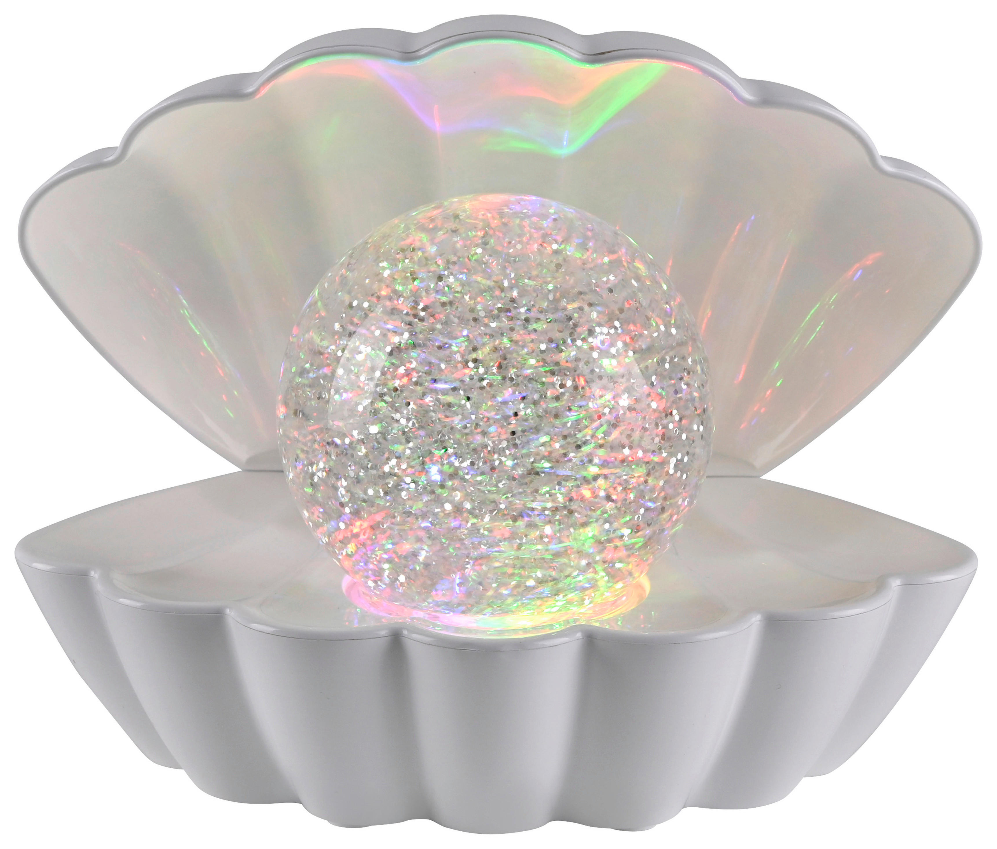 Just Light LED-Dekoleuchte weiß Kunststoff B/H/D: ca. 18x13x14,8 cm LED-Dekoleuchte_Muschel - weiß (14,80/13,00cm) - Just Light