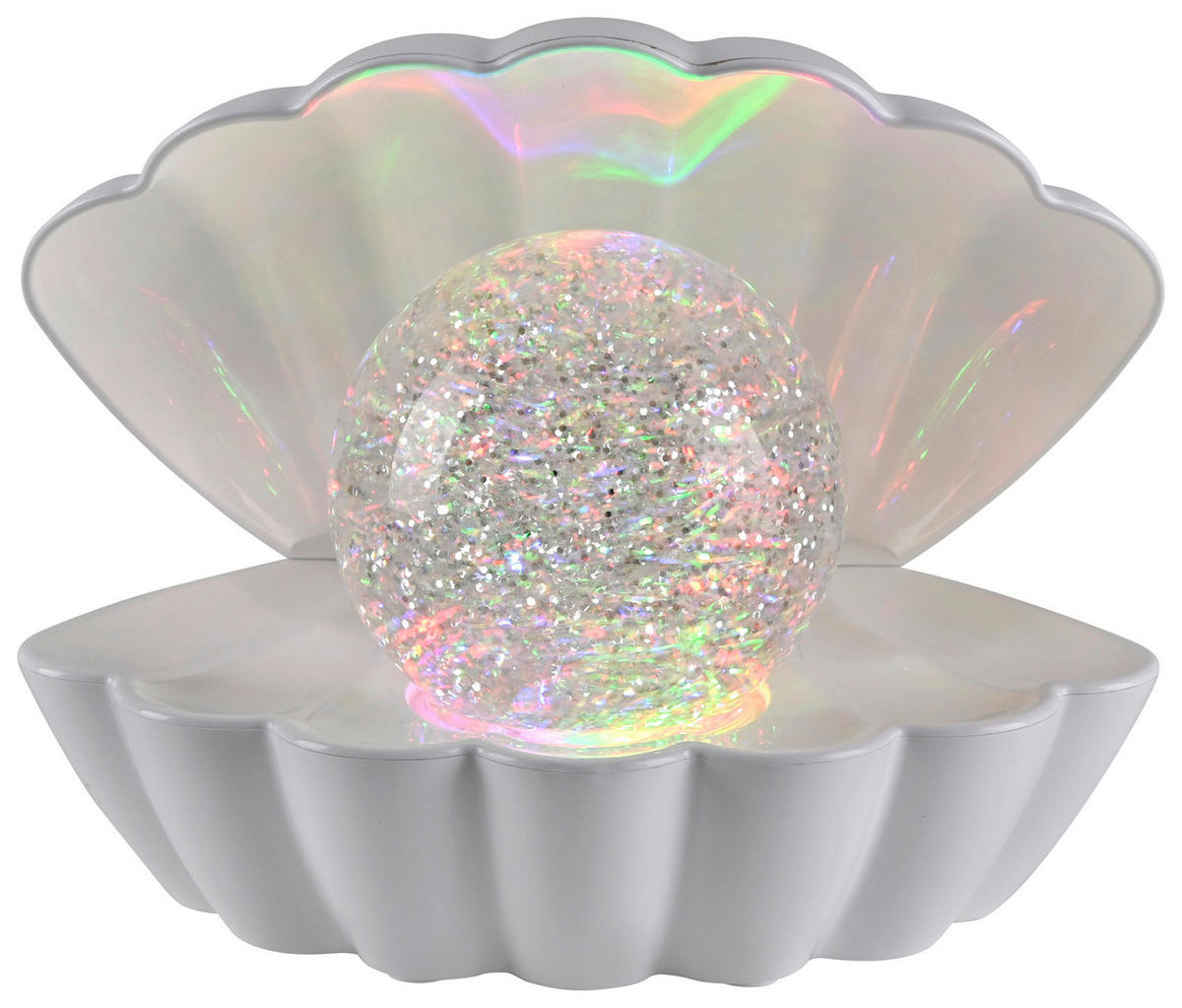 Just Light LED-Dekoleuchte weiß Kunststoff B/H/D: ca. 18x13x14,8 cm LED-Dekoleuchte_Muschel - weiß (14,80/13,00cm) - Just Light