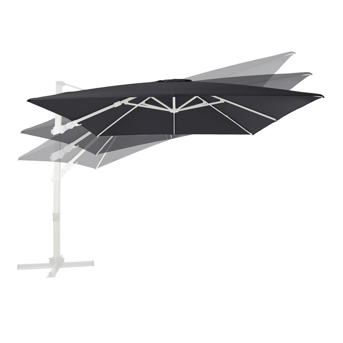AXI Outdoor Living Ampelschirm Apollo weiß Textil B/H/L: ca. 300x255x300 cm Apollo - weiß/grau (300,00/300,00/255,00cm) - AXI Outdoor Living
