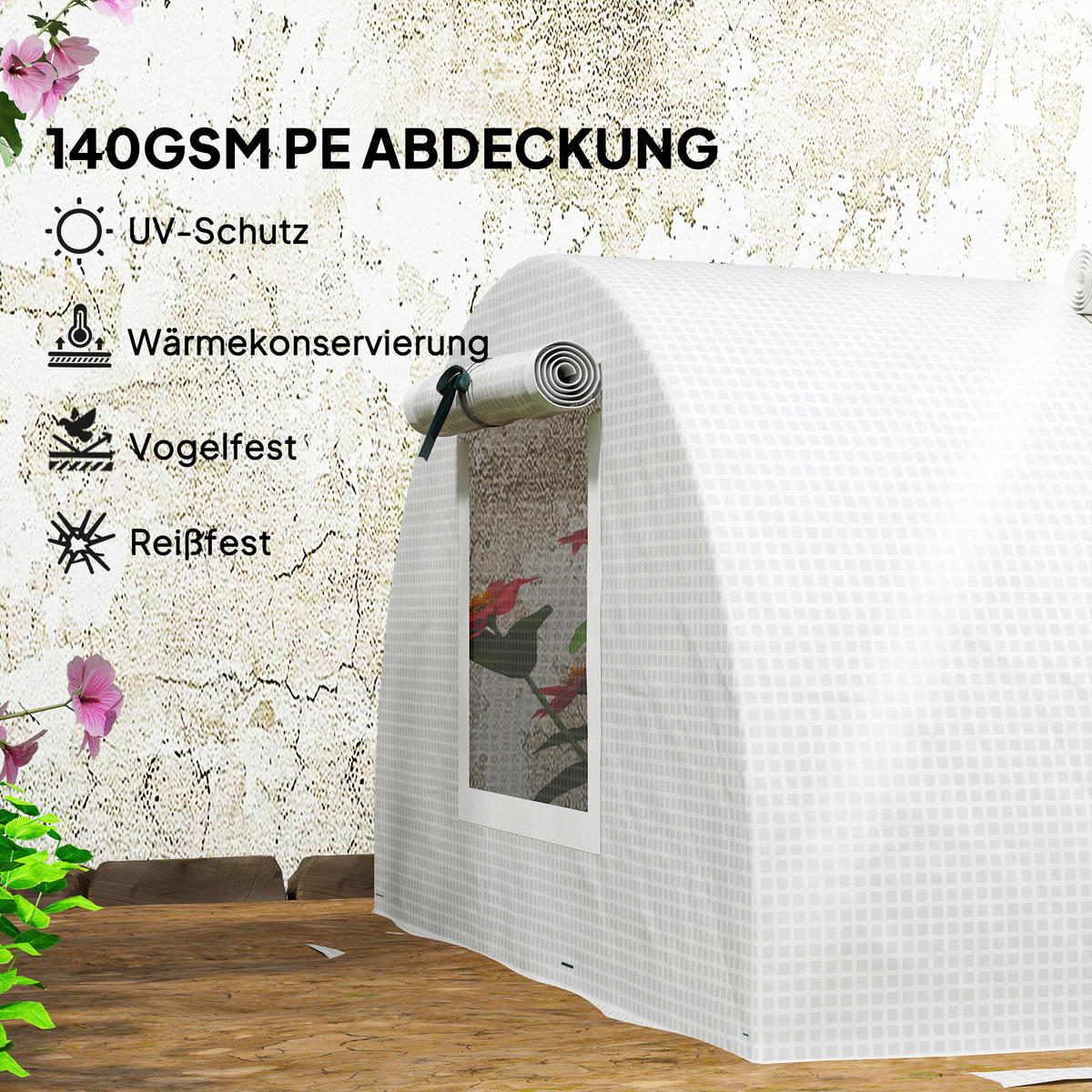 Outsunny Gewächshaus B/H/L: ca. 80x45x300 cm Gewächshaus - weiß (300,00/80,00/45,00cm) - Outsunny