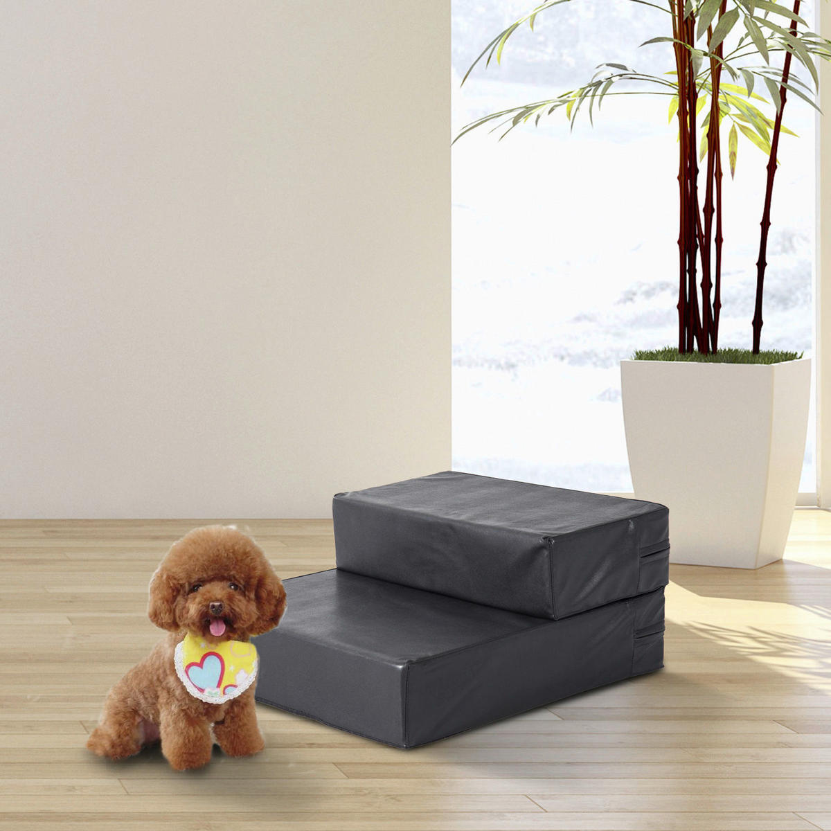PawHut Hundetreppe schwarz Schaumstoff B/H/L: ca. 39x20x67 cm Hundetreppe - schwarz (67,00/39,00/20,00cm) - PawHut