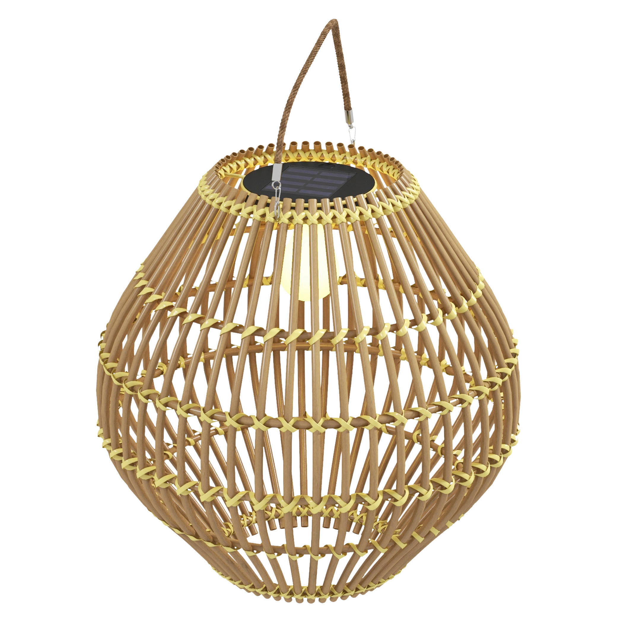 Solarleuchte 867-153V00YL gelb Polyrattan Edelstahl B/H/L: ca. 31x31x32 cm Rattan_Solarleuchte - gelb (32,00/31,00/31,00cm) - Outsunny