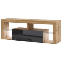 TV-Lowboard TV LOWBOARD Everest 140 LED Eiche Wotan Nachbildung schwarz glänzend B/H/T: ca. 140x50x35 cm TV LOWBOARD Everest 140 LED - Eiche/schwarz (140,00/50,00/35,00cm) - WIPMEB