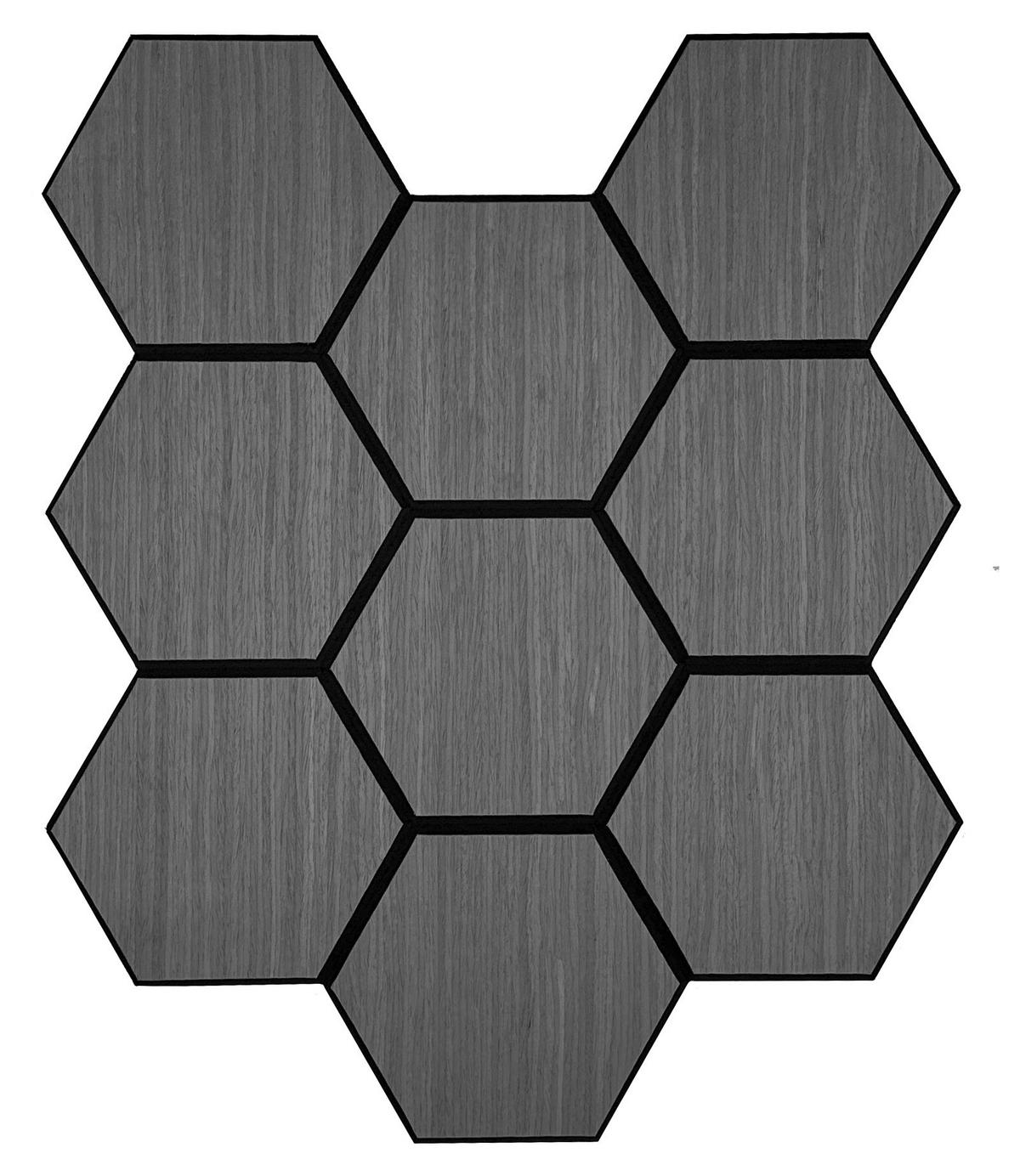 Wandpaneel grau B/H: ca. 55x65 cm Wandpaneel_neutral_Furnier_Hexagon - grau (55,00/65,00cm)