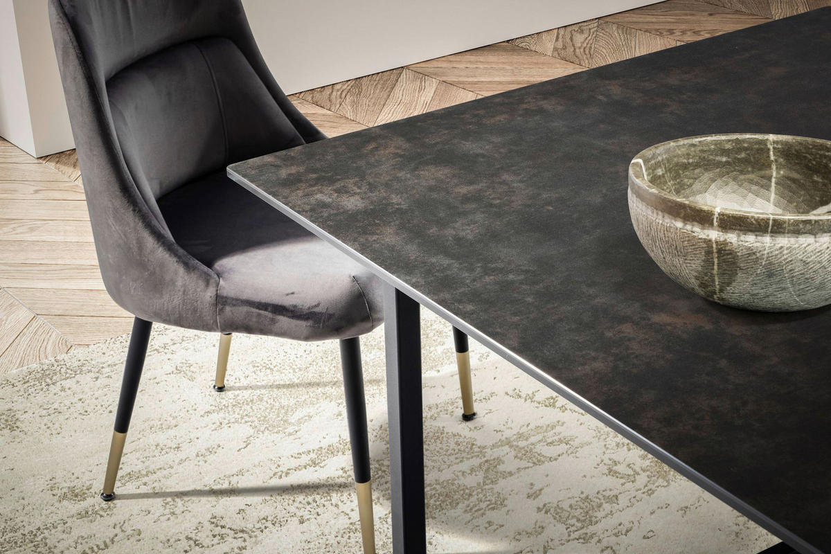 Esstisch schwarz Marmor Optik B/H/T: ca. 180x76x90 cm Esstisch - schwarz (180,00/76,00/90,00cm) - Wohnling