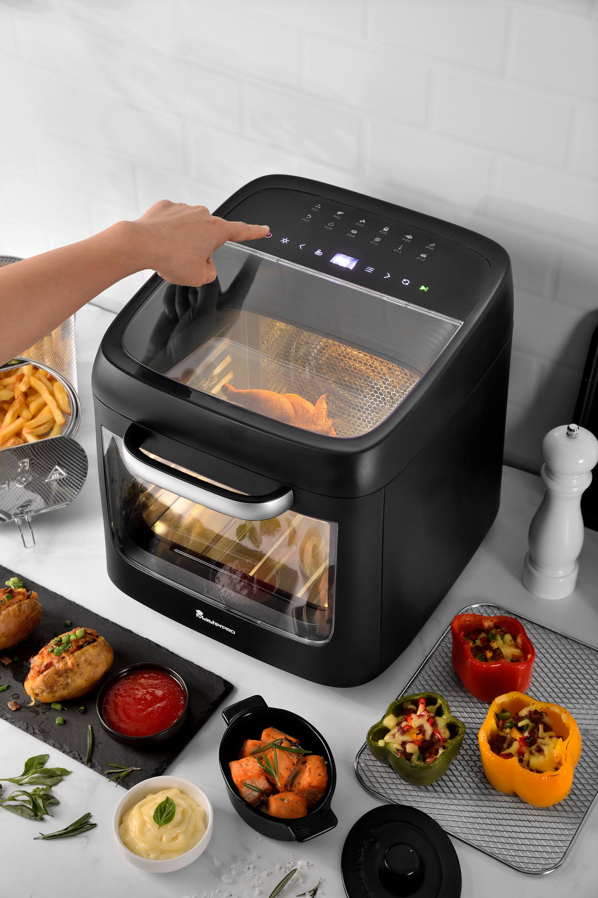 MASTERPRO Heißluftfritteuse ROCKET CYCLONE 1200 - schwarz - MASTERPRO