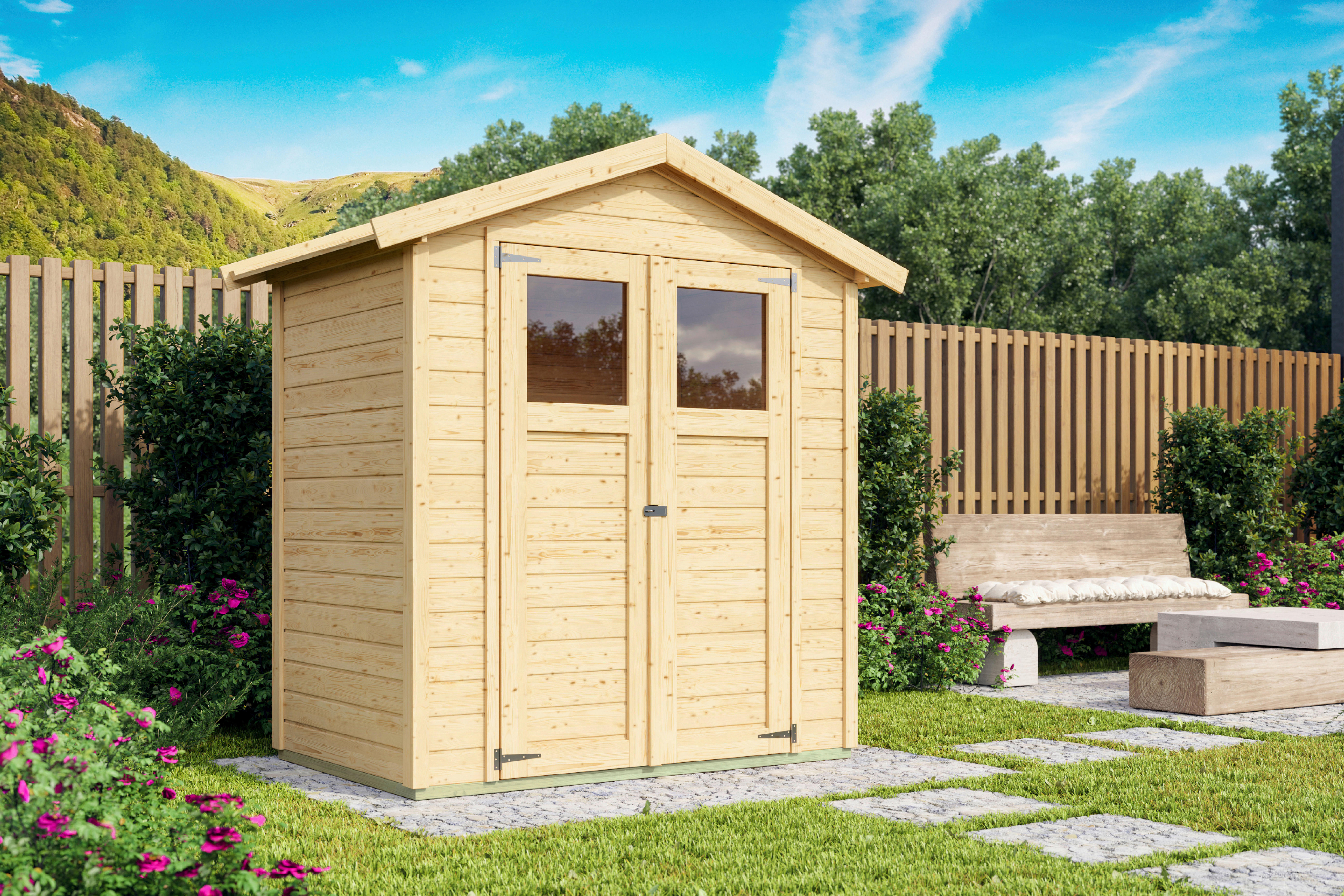 Karibu Gartenhaus Tito 1 natur B/H/T: ca. 180x222x123 cm Tito 1 - natur (180,00/222,00/123,00cm) - Karibu
