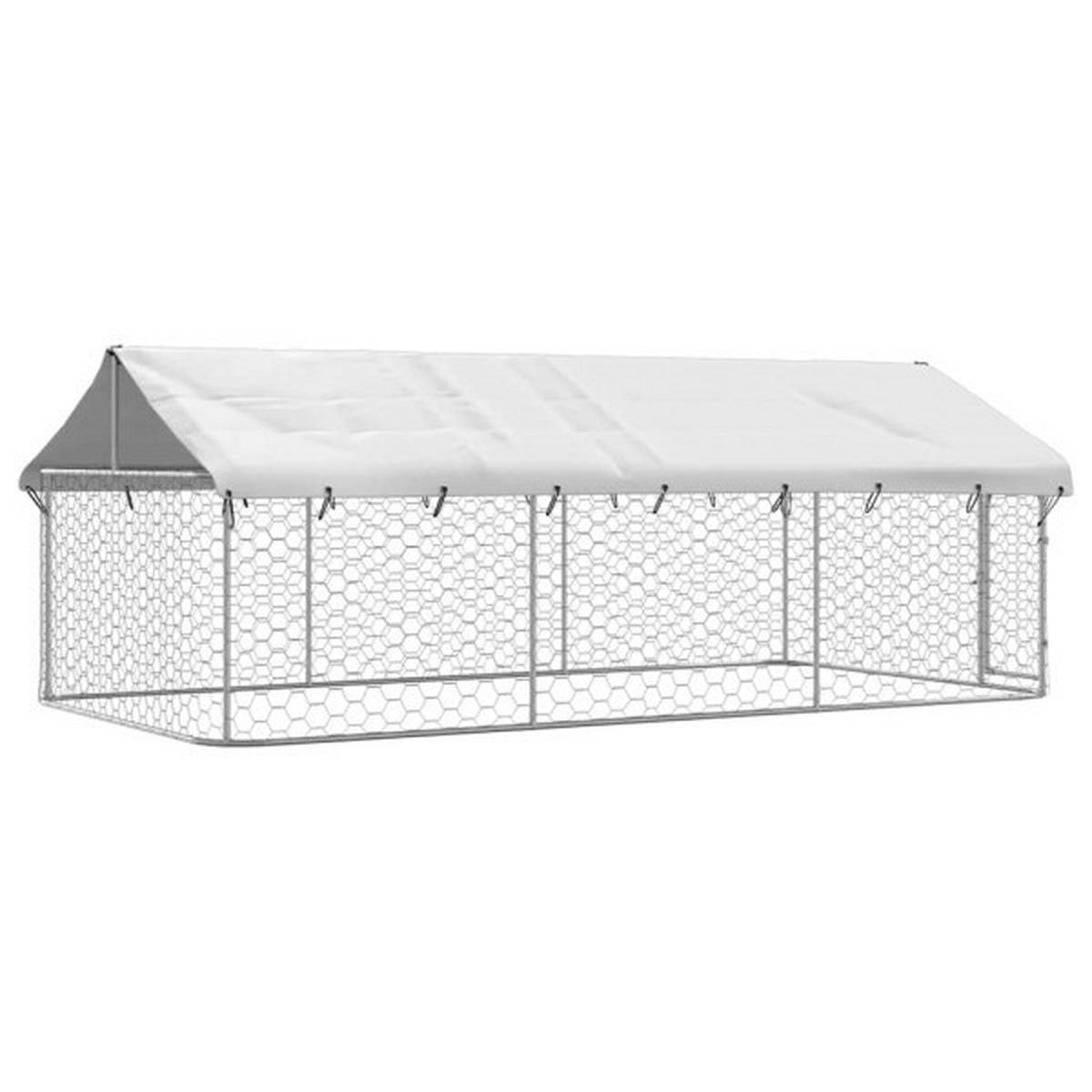 vidaXL Hundezwinger silber Stahl B/H/L: ca. 200x150x400 cm Hundezwinger - silber (400,00/200,00/150,00cm) - vidaXL
