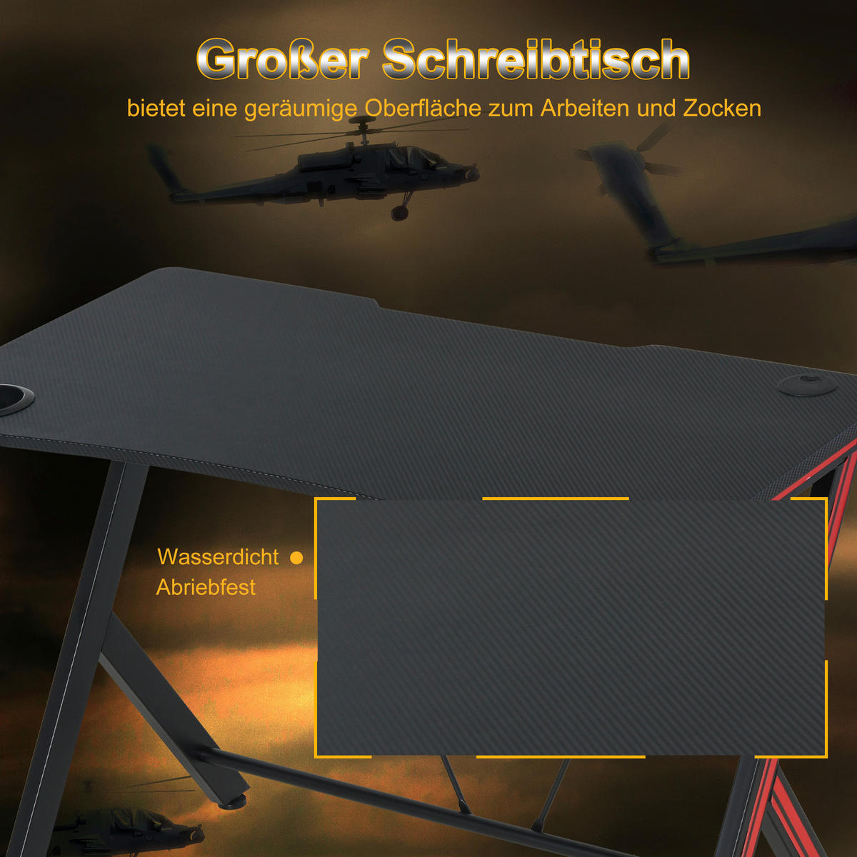 Gaming-Schreibtisch 836-206V01 schwarz B/H/T: ca. 105x75x55 cm 836-206V01 - schwarz (105,00/75,00/55,00cm) - HOMCOM