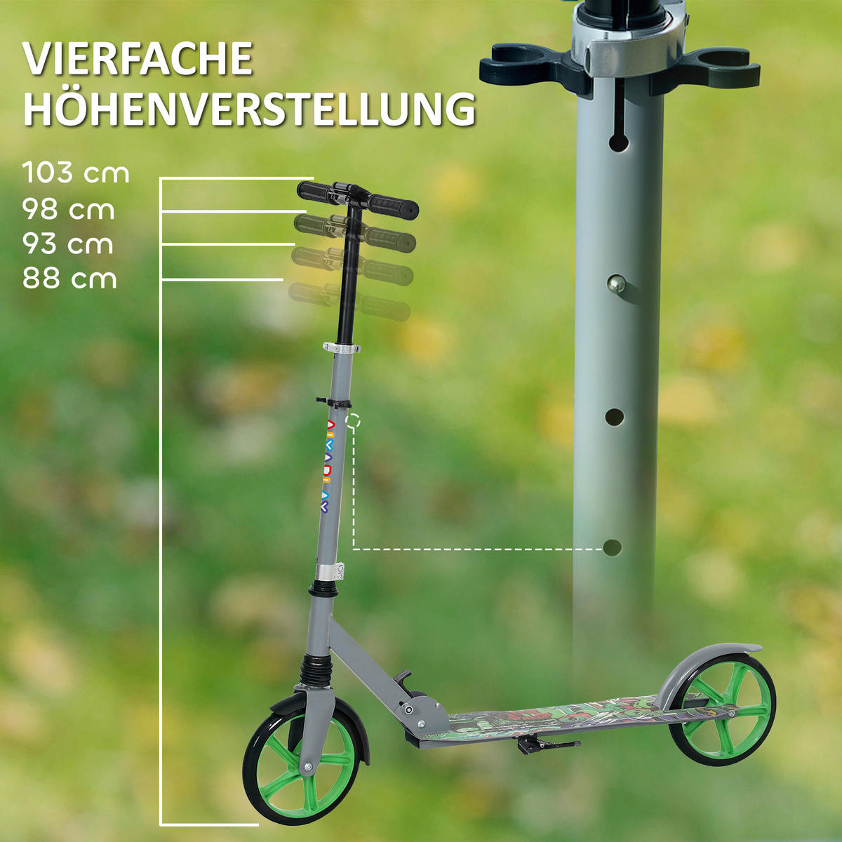 AIYAPLAY Kinderscooter grün B/H/L: ca. 38x103x94 cm Kinderscooter - grün (94,00/38,00/103,00cm) - AIYAPLAY