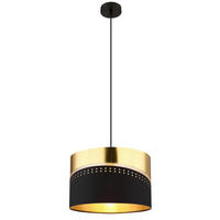 GLOBO Pendelleuchte schwarz gold Kunststoff Metall H/D: ca. 120x35 cm E27 1 Brennstellen OR - gold/schwarz (35,00/120,00cm) - GLOBO