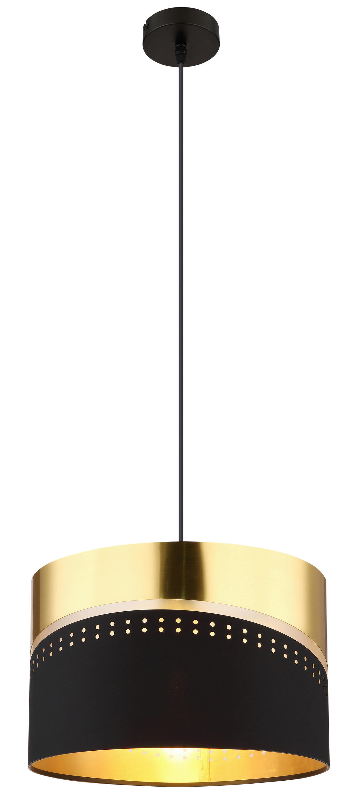 GLOBO Pendelleuchte schwarz gold Kunststoff Metall H/D: ca. 120x35 cm E27 1 Brennstellen OR - gold/schwarz (35,00/120,00cm) - GLOBO
