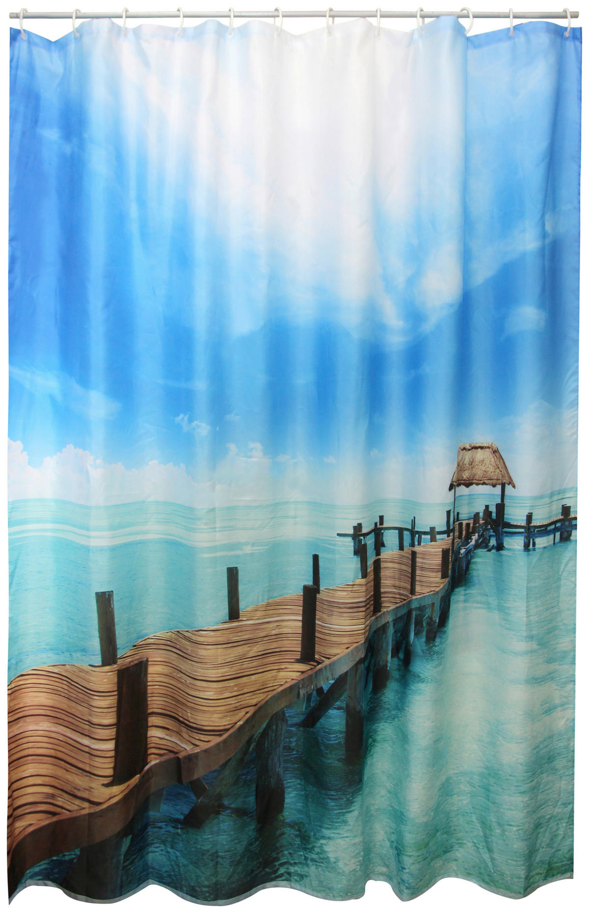 Duschvorhang blau weiß braun Kunststoff B/L: ca. 180x200 cm Duschvorhang_Steg_ACUS - blau/braun (180,00/200,00cm) - Acus