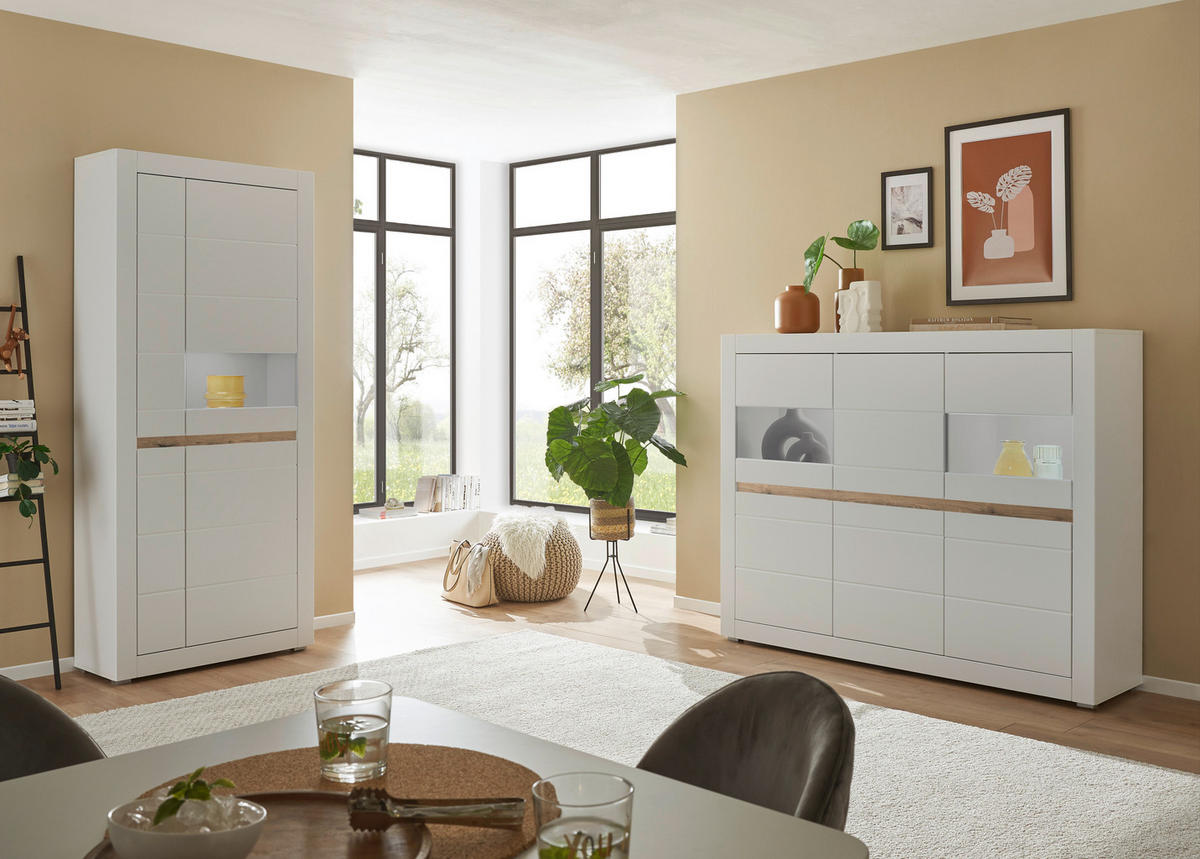 Vitrine Chester weiß matt B/H/T: ca. 85x198x35 cm Chester - weiß (85,00/198,00/35,00cm)