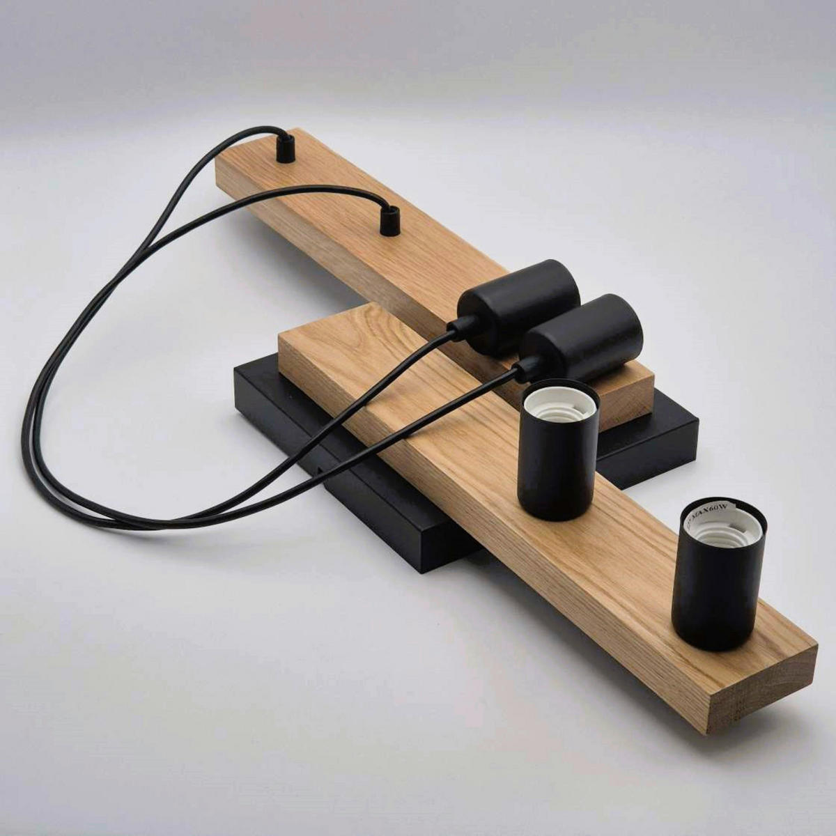 Lamkur Pendelleuchte weiß Holz B/H/L: ca. 20x86x64 cm E27 4 Brennstellen CORTINA - weiß (64,00/20,00/86,00cm) - Lamkur