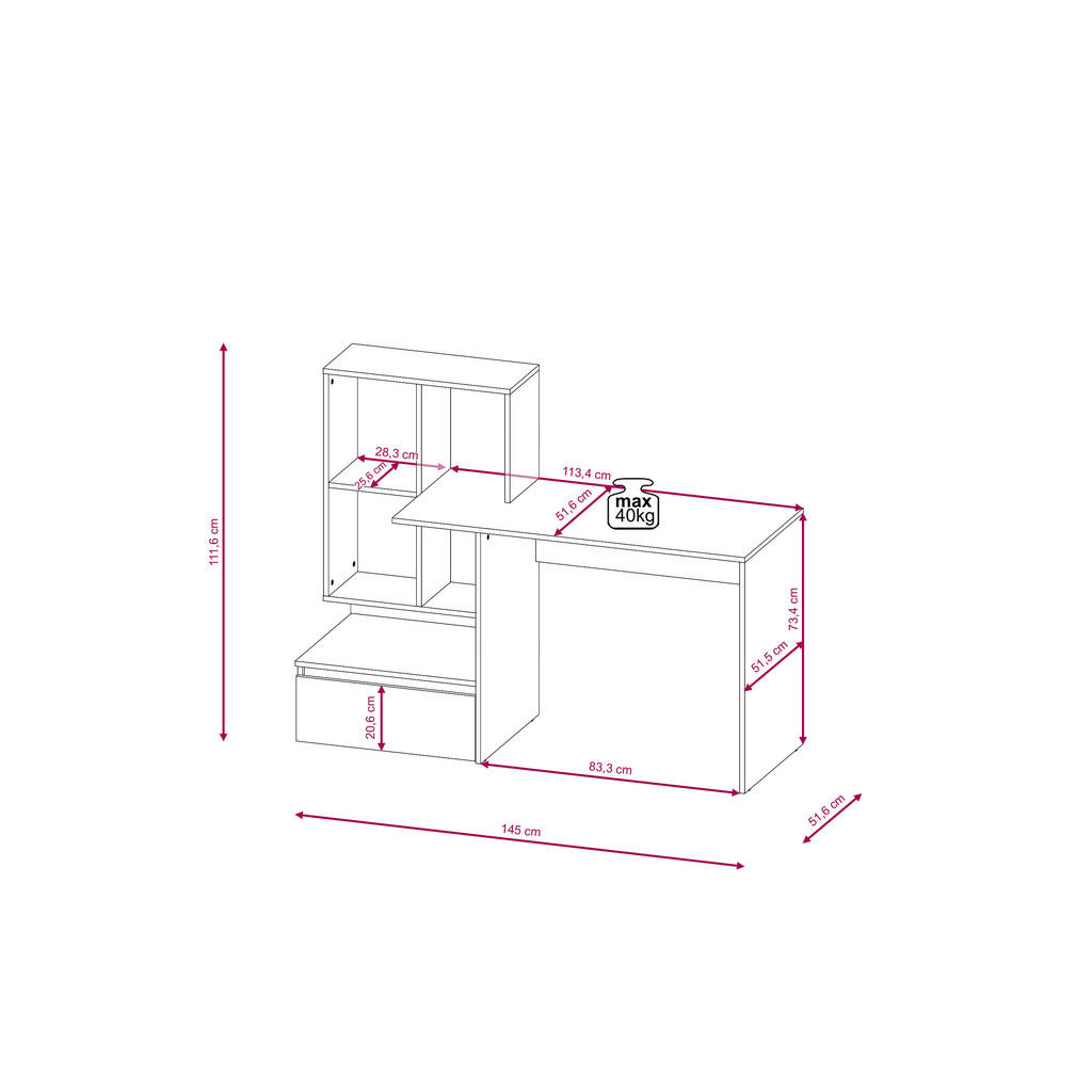 Thumbnail - Schreibtisch SCHREIBTISH PACO 2 Eiche Artisan Nachbildung anthrazit B/H/T: ca. 145x112x52 cm