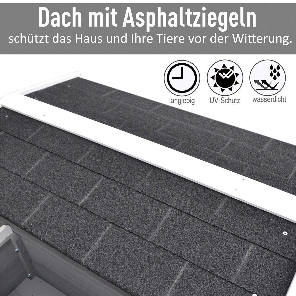 PawHut Katzenhaus grau Holz B/H/L: ca. 67x75x115 cm Katzenhaus - weiß/grau (115,00/67,00/75,00cm) - PawHut