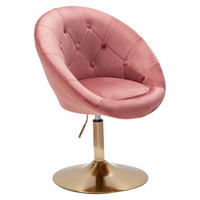 Wohnling Sessel rosa gold Samt Eisen B/H/T: ca. 67x80x62 cm Loungesessel - gold/rosa (67,00/80,00/62,00cm) - Wohnling