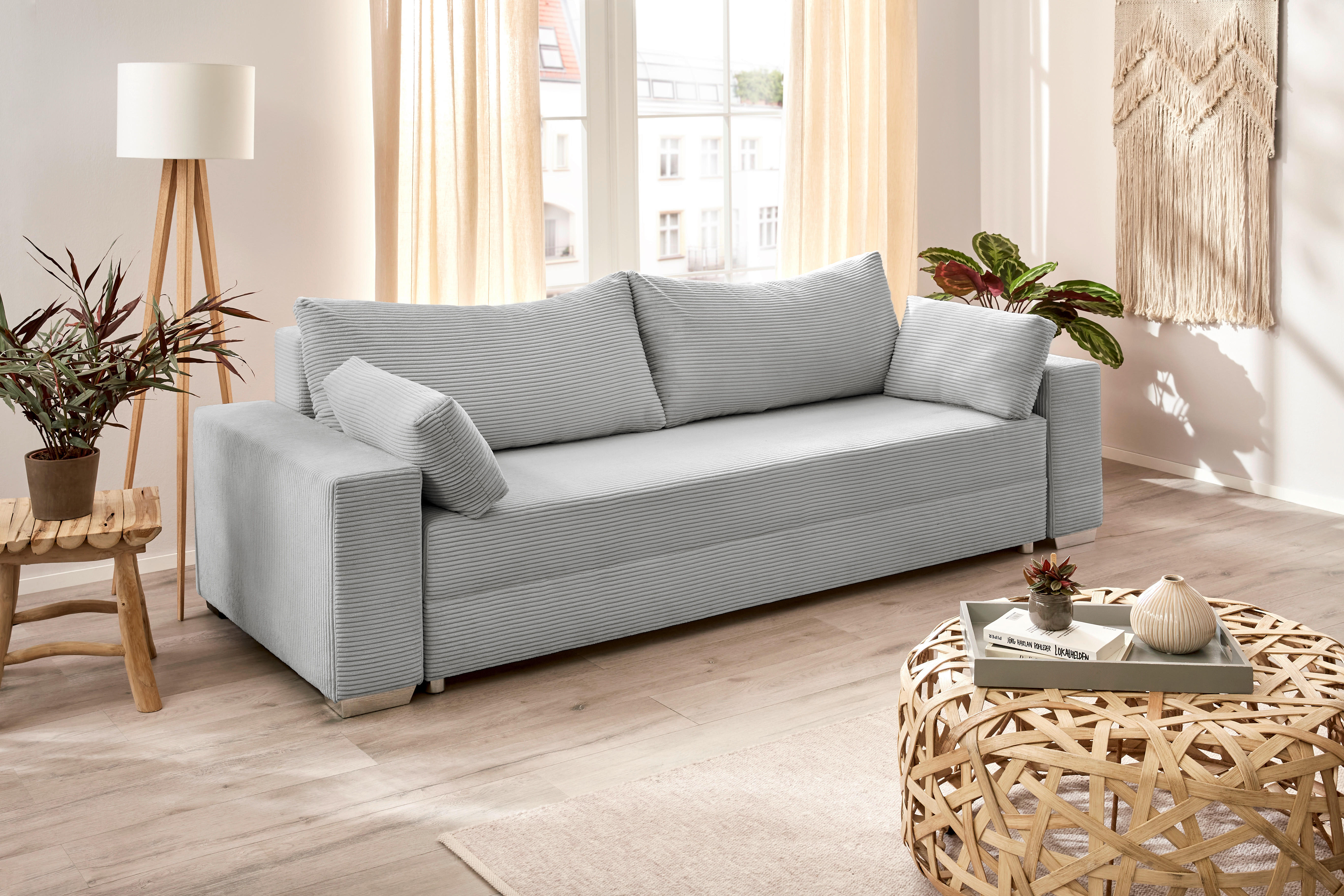 Schlafsofa Turin silber B/H/T: ca. 240x74x95 cm Turin - Chrom/silber (240,00/74,00/95,00cm)